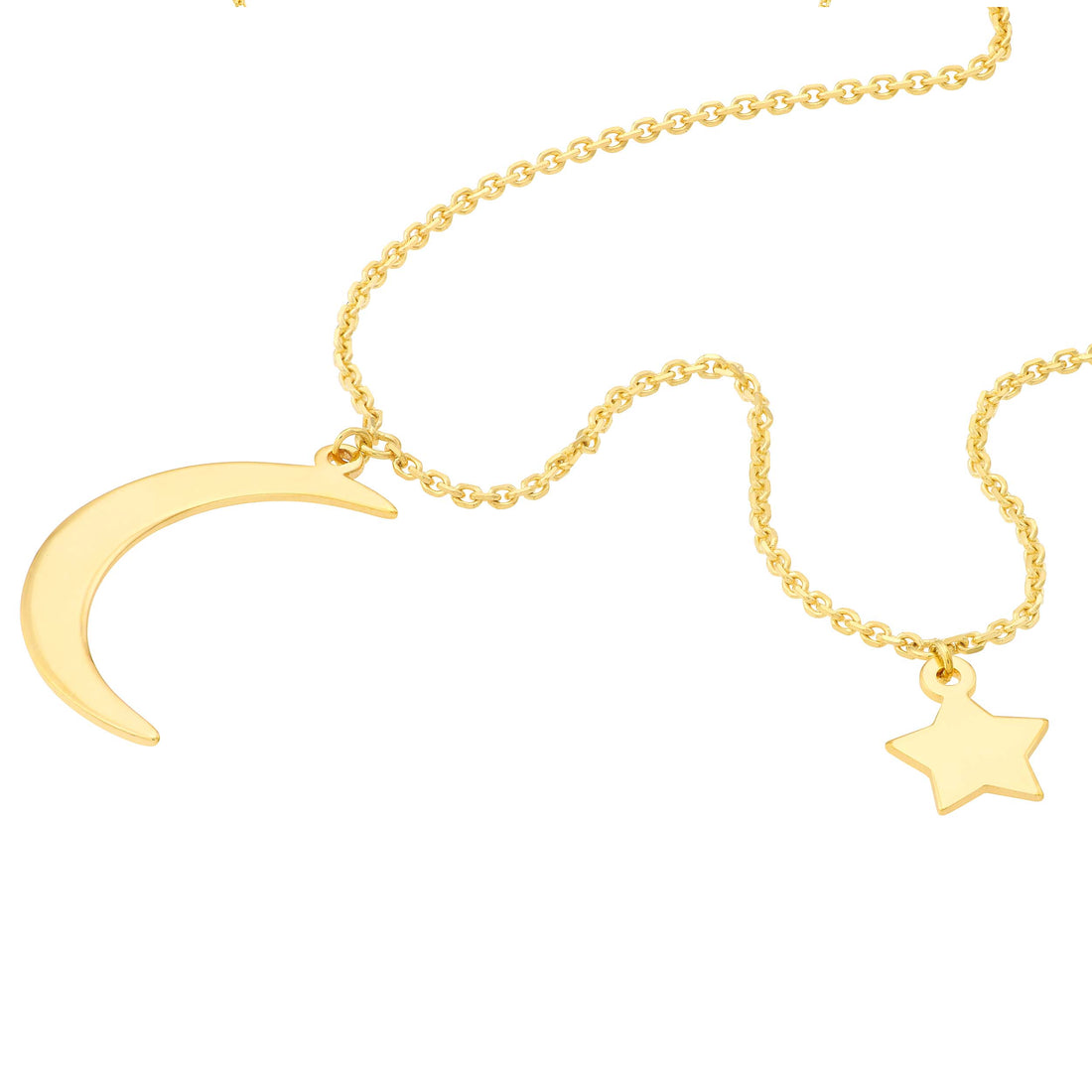 18" STAR MOON PENDANT NECKLACE | 14K YELLOW GOLD | MF031788-14Y - Brownlee Jewelers