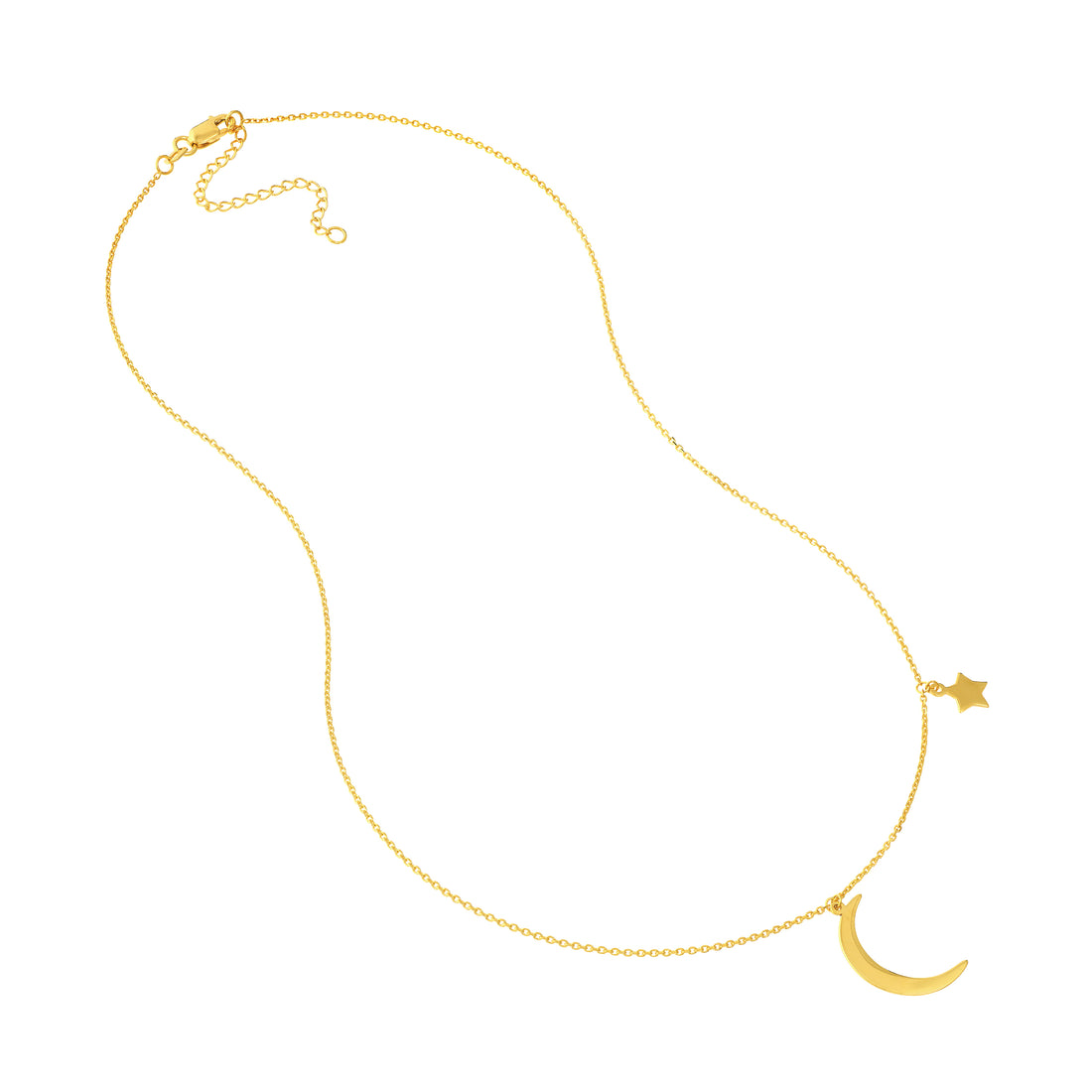 18" STAR MOON PENDANT NECKLACE | 14K YELLOW GOLD | MF031788-14Y - Brownlee Jewelers