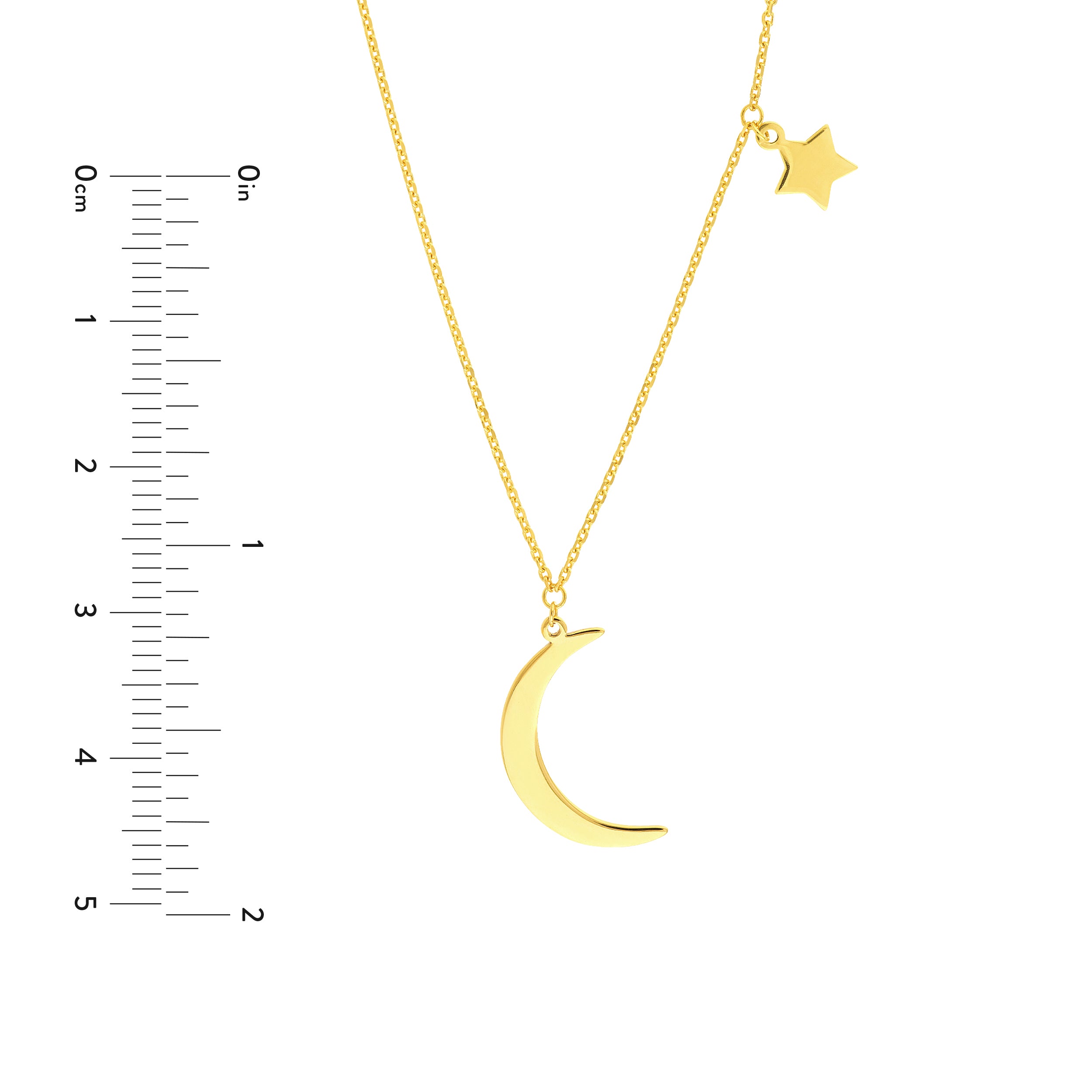 18" STAR MOON PENDANT NECKLACE | 14K YELLOW GOLD | MF031788-14Y - Brownlee Jewelers