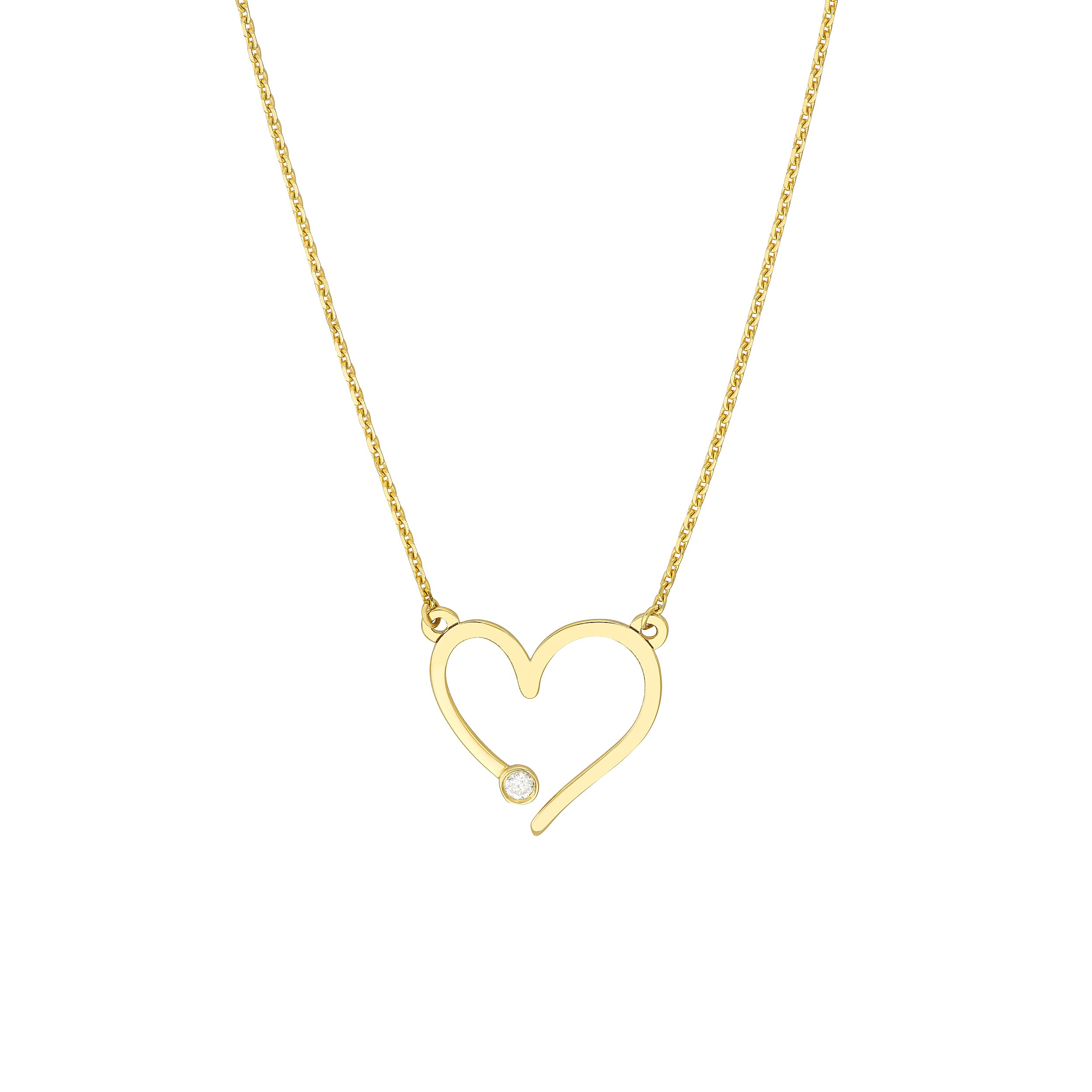 18" ADJUSTABLE HEART DIAMOND NECKLACE | 14K YELLOW GOLD | MF033071-14Y - Brownlee Jewelers