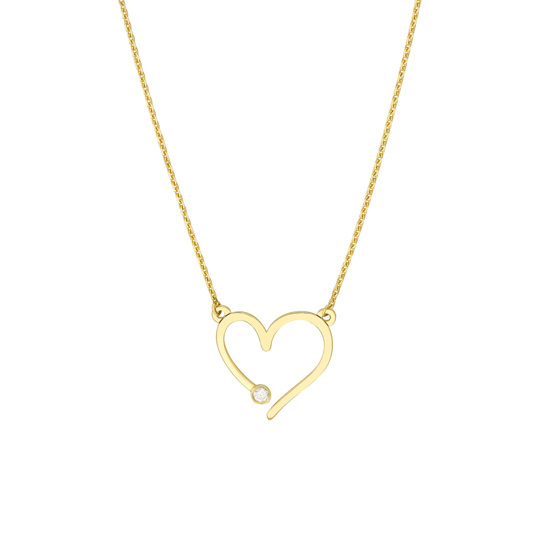 18" ADJUSTABLE HEART DIAMOND NECKLACE | 14K YELLOW GOLD | MF033071-14Y - Brownlee Jewelers