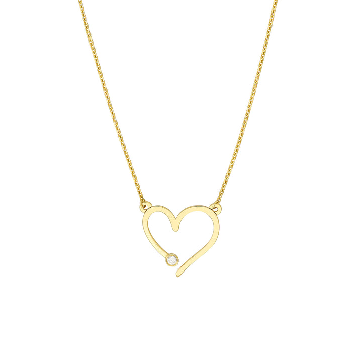 18" ADJUSTABLE HEART DIAMOND NECKLACE | 14K YELLOW GOLD | MF033071-14Y - Brownlee Jewelers
