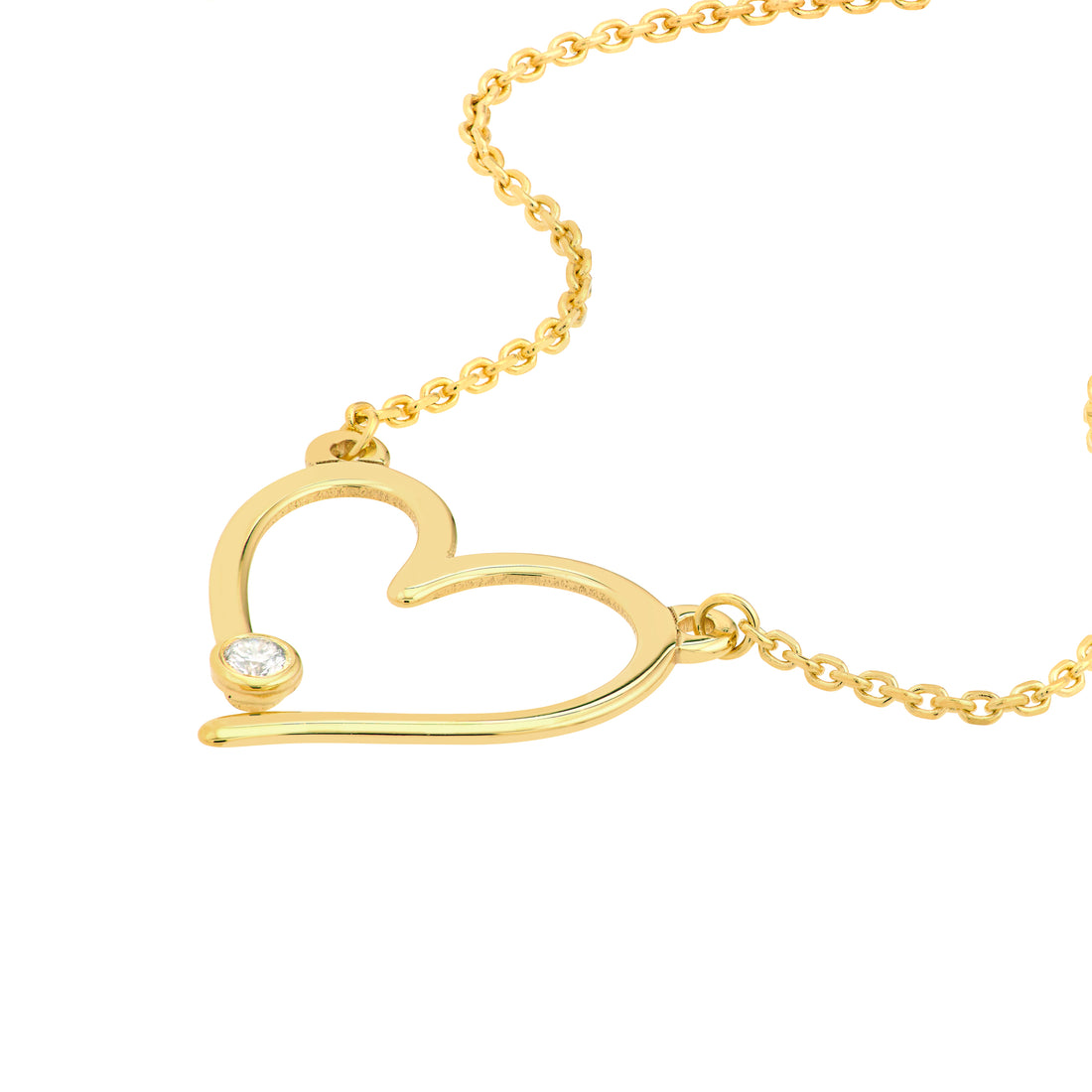 18" ADJUSTABLE HEART DIAMOND NECKLACE | 14K YELLOW GOLD | MF033071-14Y - Brownlee Jewelers