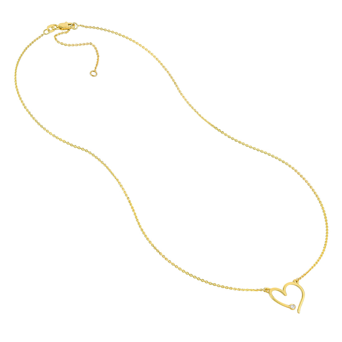 18" ADJUSTABLE HEART DIAMOND NECKLACE | 14K YELLOW GOLD | MF033071-14Y - Brownlee Jewelers