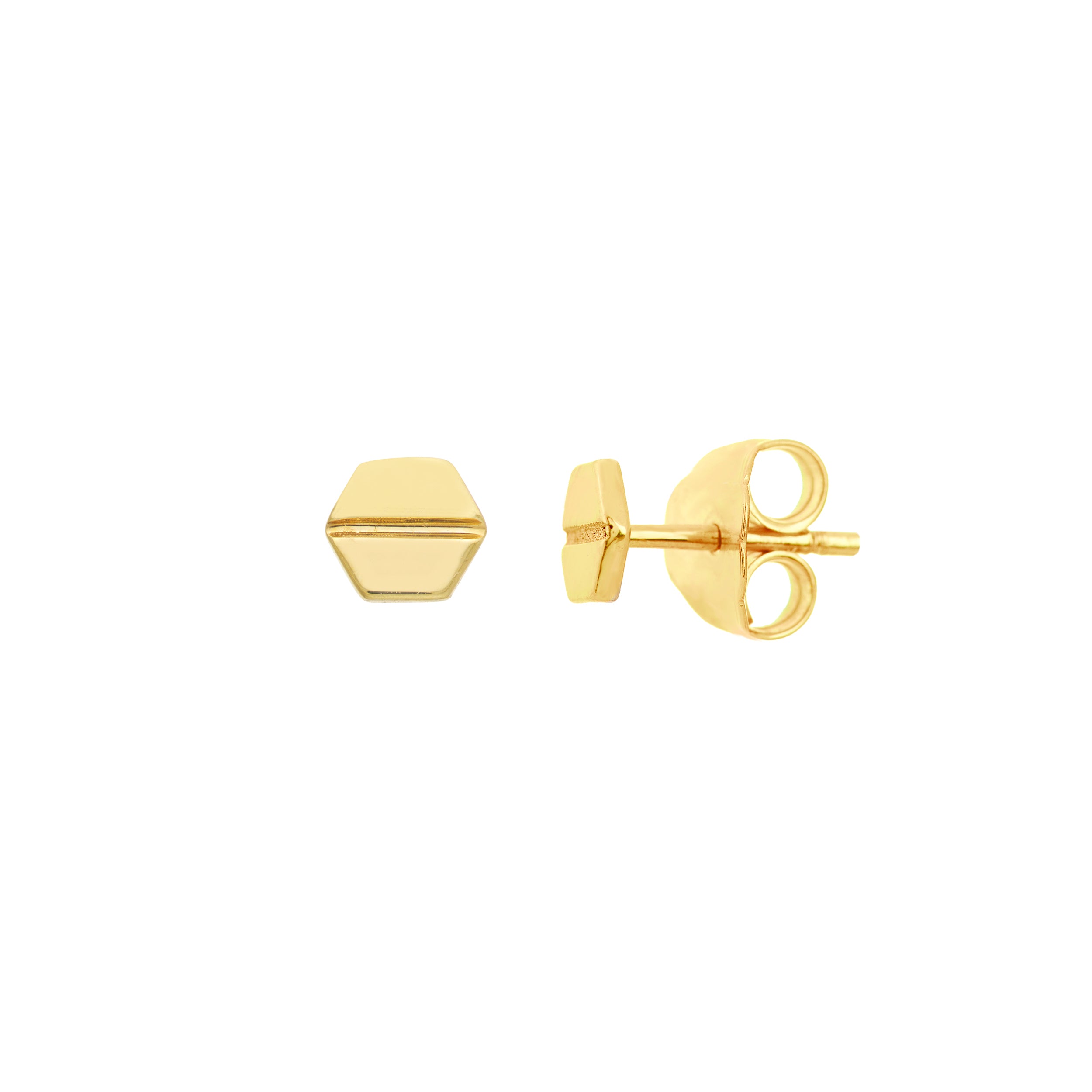 HEXAGON STUD EARRINGS | 14K YELLOW GOLD | MF033317-14Y - Brownlee Jewelers