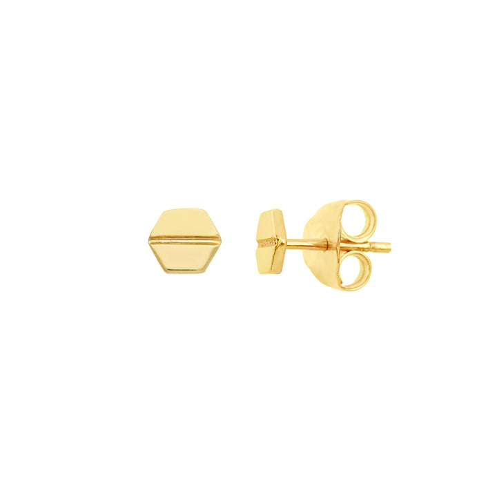 HEXAGON STUD EARRINGS | 14K YELLOW GOLD | MF033317-14Y - Brownlee Jewelers