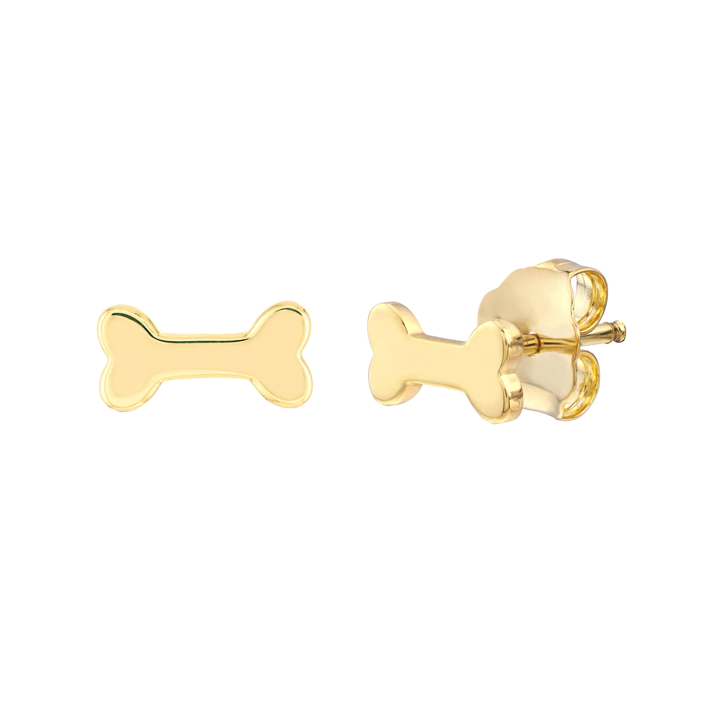 DOG BONE STUD EARRINGS | 14K YELLOW GOLD | MF033443-14Y - Brownlee Jewelers