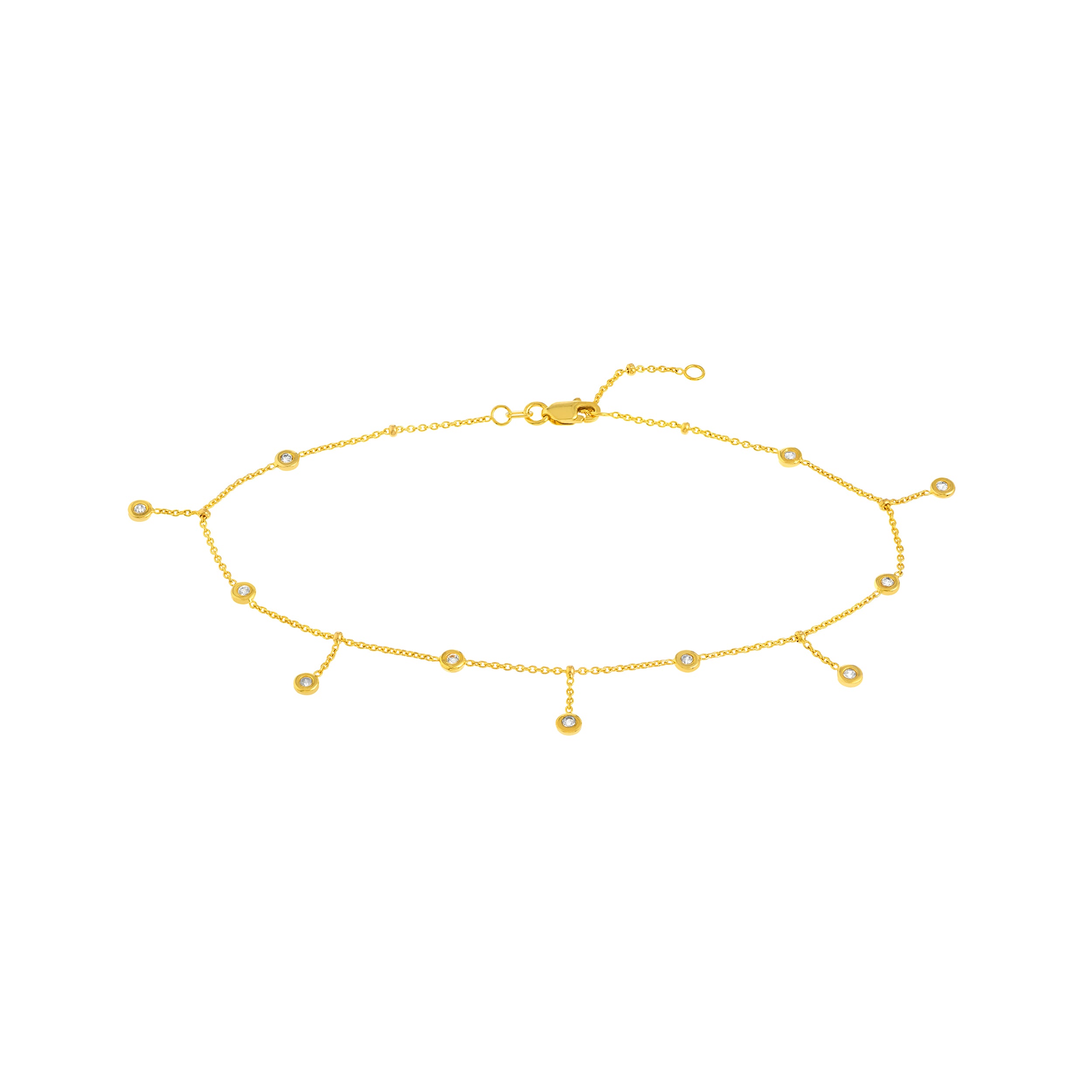 10" ADJUSTABLE CUBIC ZIRCONIA ANKLET | 14K YELLOW GOLD | MF033544-14Y - Brownlee Jewelers