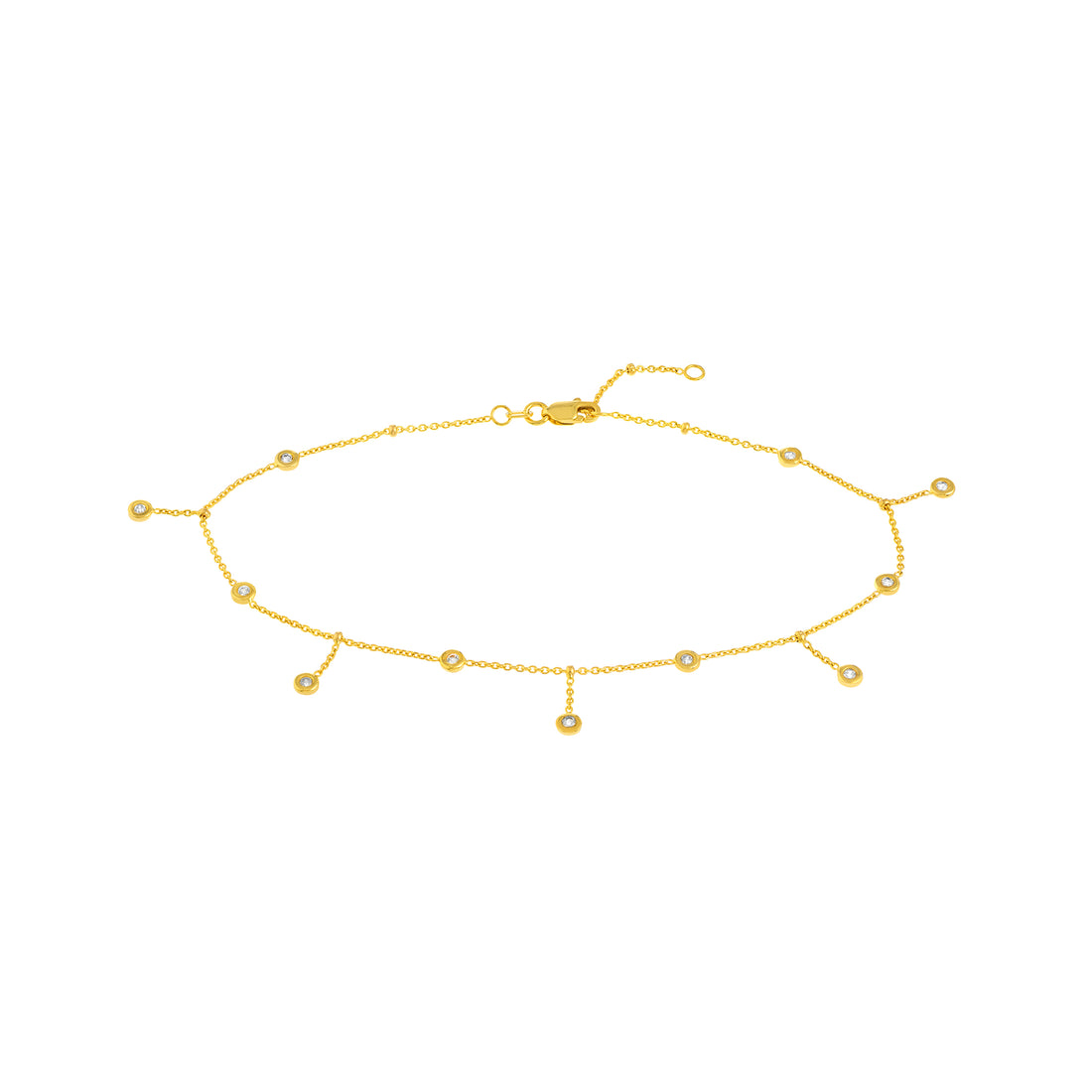 10" ADJUSTABLE CUBIC ZIRCONIA ANKLET | 14K YELLOW GOLD | MF033544-14Y - Brownlee Jewelers