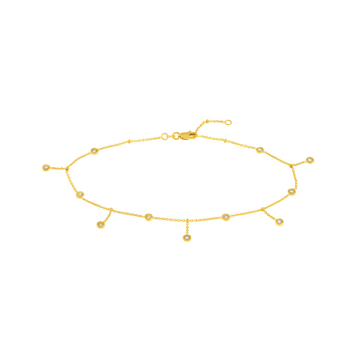 10" ADJUSTABLE CUBIC ZIRCONIA ANKLET | 14K YELLOW GOLD | MF033544-14Y - Brownlee Jewelers