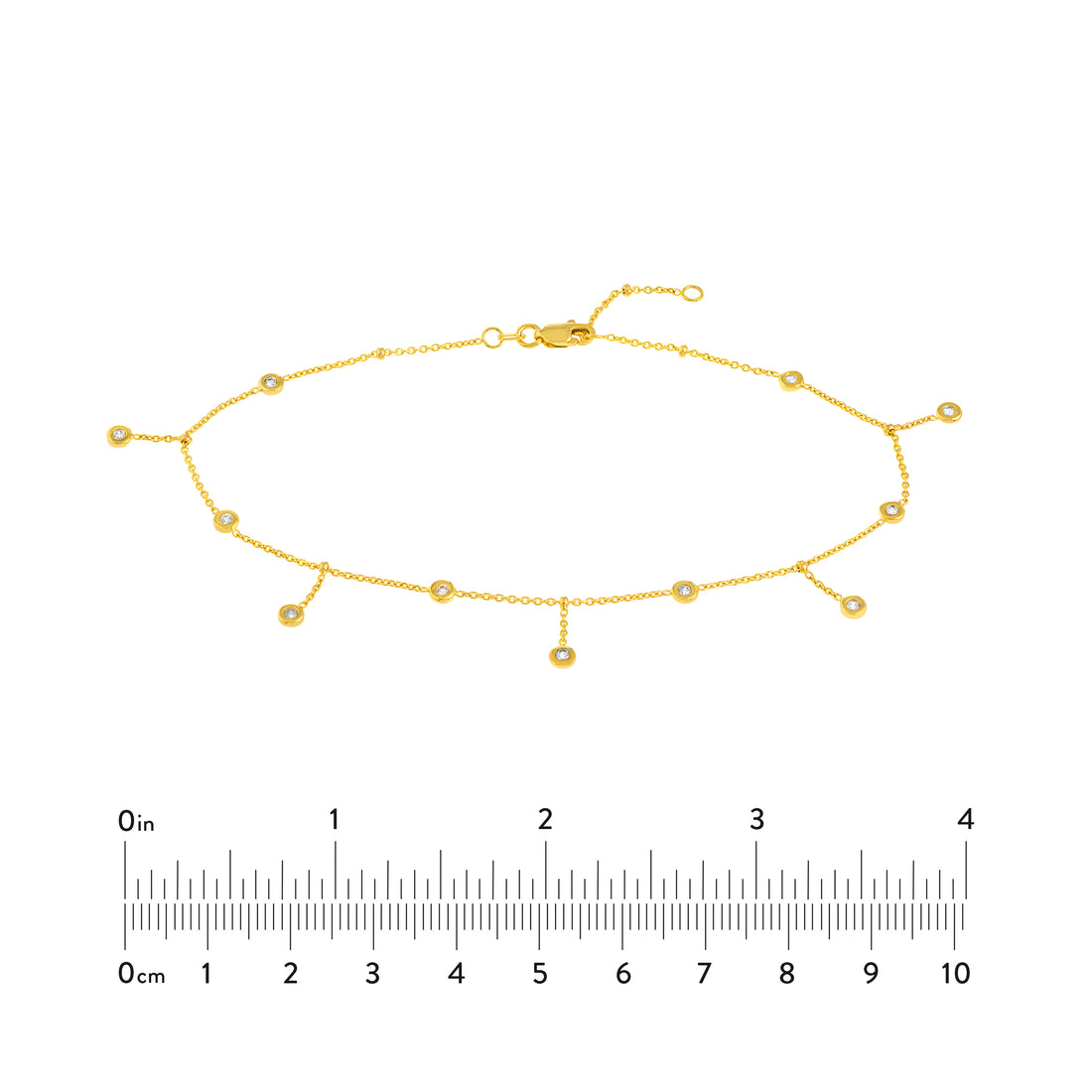 10" ADJUSTABLE CUBIC ZIRCONIA ANKLET | 14K YELLOW GOLD | MF033544-14Y - Brownlee Jewelers