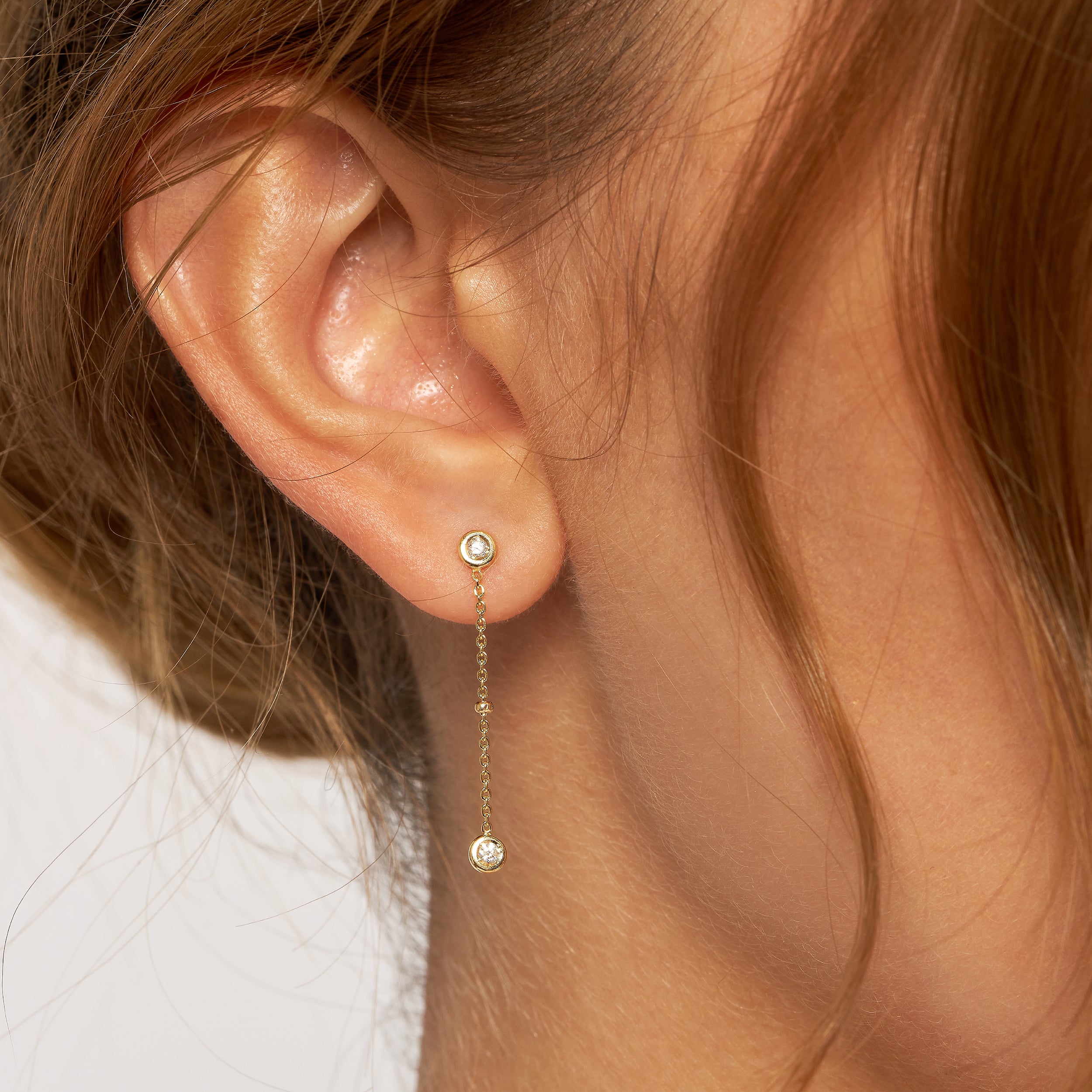 ROUND DROP DIAMOND DROP EARRINGS | 14K YELLOW GOLD | MF033559-14Y - Brownlee Jewelers