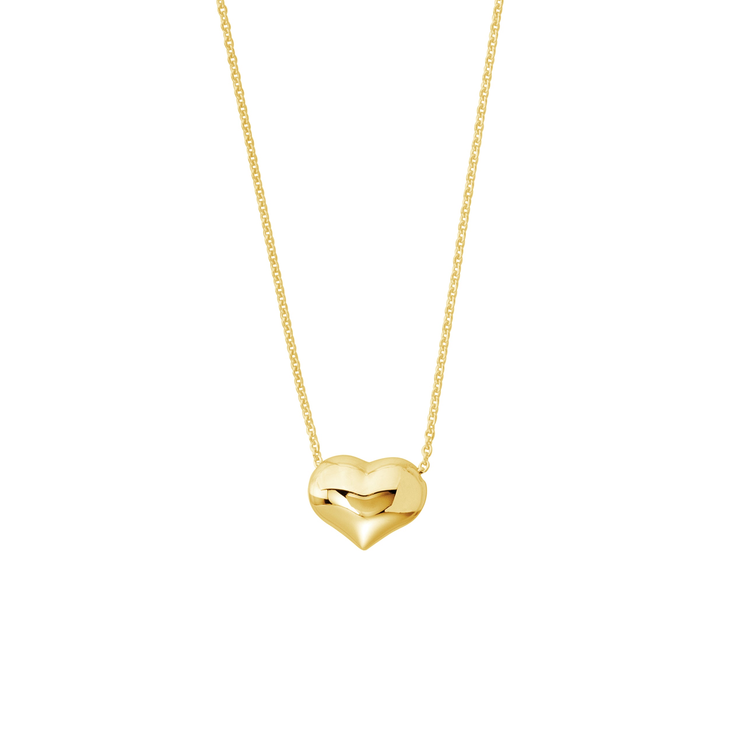 18" PUFFED HEART NECKLACE | 14K YELLOW GOLD | MF034750-14Y - Brownlee Jewelers