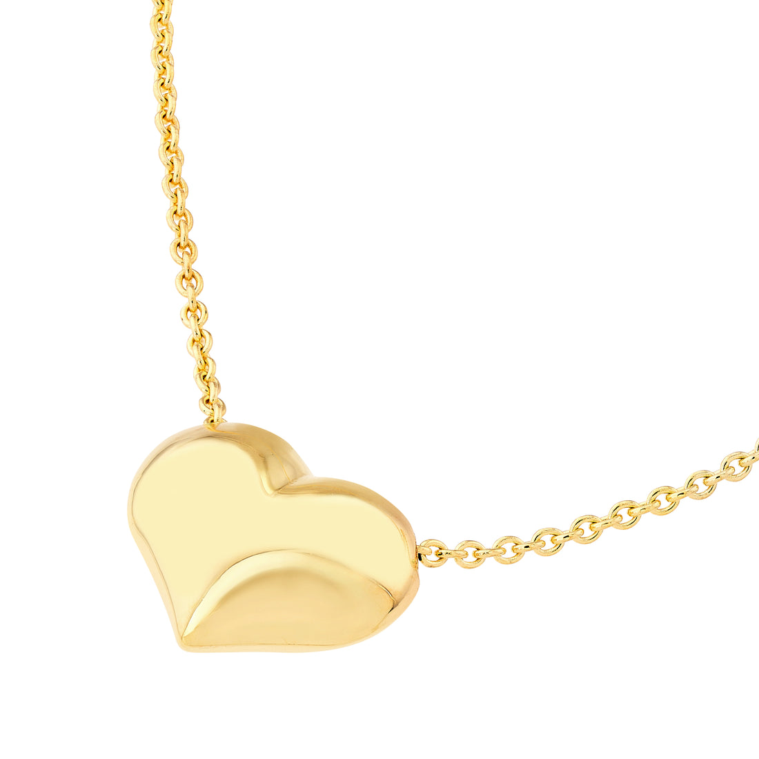 18" PUFFED HEART NECKLACE | 14K YELLOW GOLD | MF034750-14Y - Brownlee Jewelers