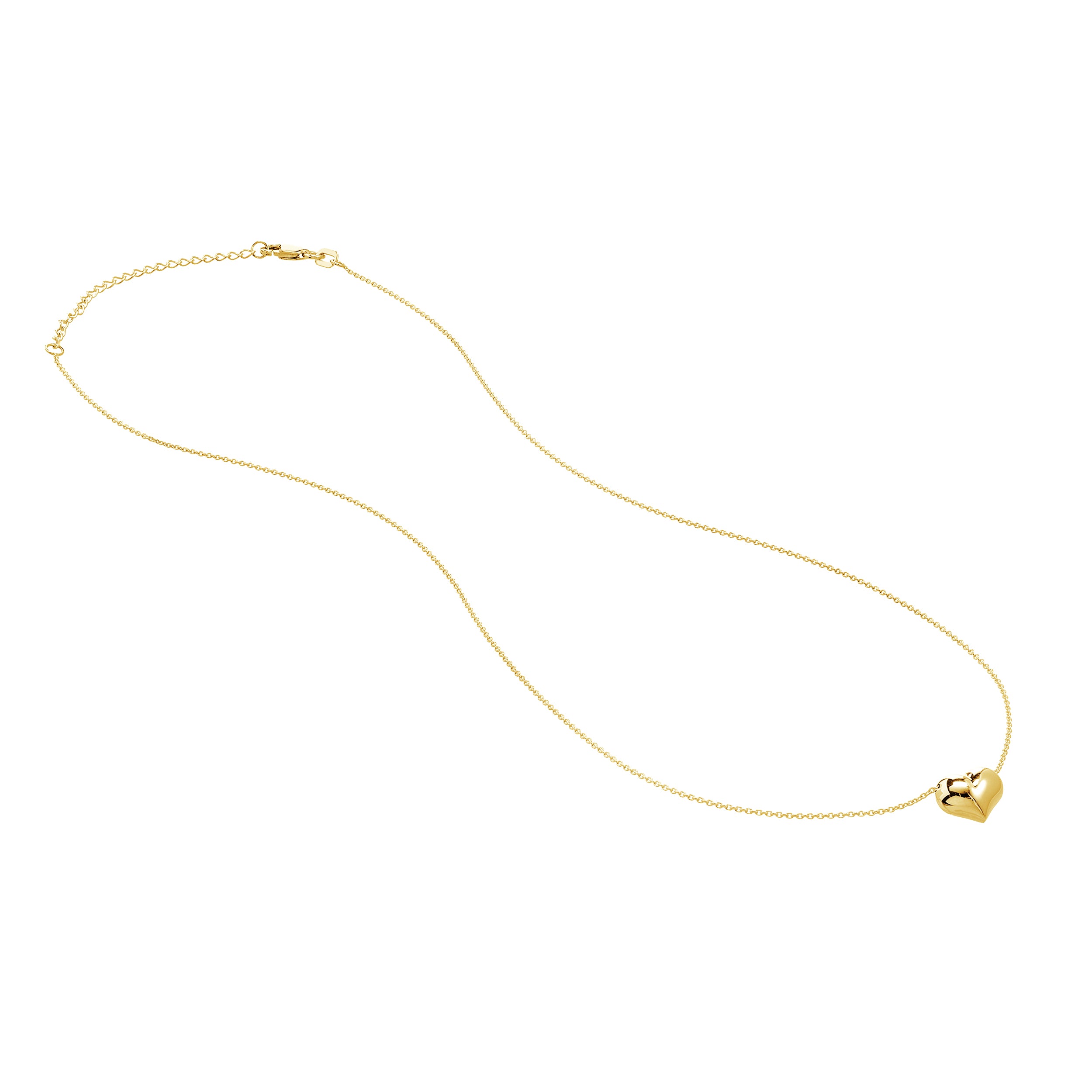 18" PUFFED HEART NECKLACE | 14K YELLOW GOLD | MF034750-14Y - Brownlee Jewelers