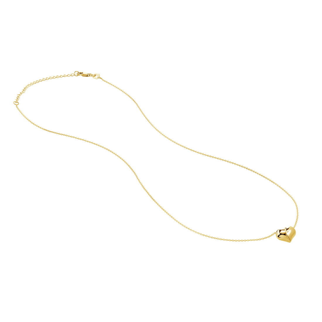 18" PUFFED HEART NECKLACE | 14K YELLOW GOLD | MF034750-14Y - Brownlee Jewelers