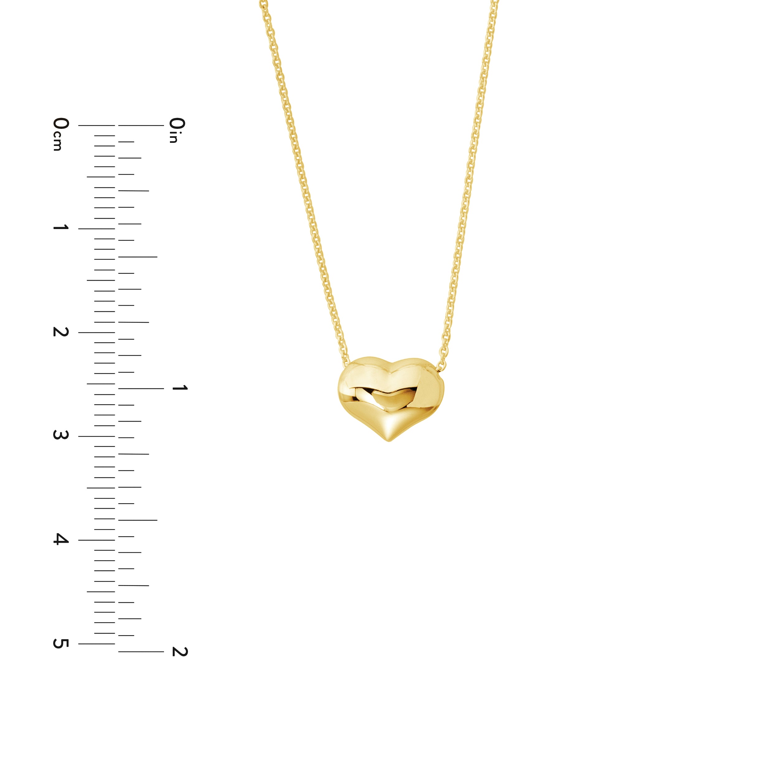 18" PUFFED HEART NECKLACE | 14K YELLOW GOLD | MF034750-14Y - Brownlee Jewelers