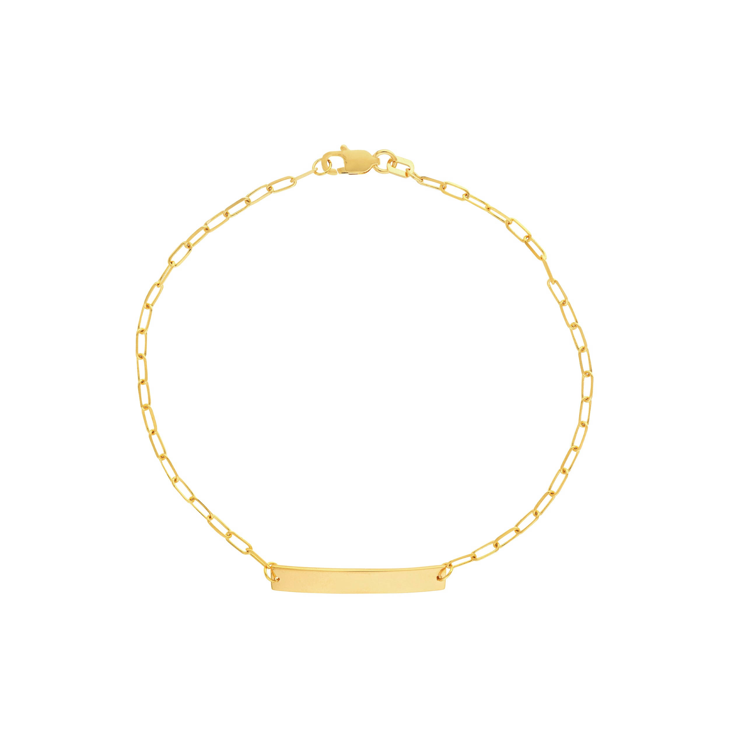 6" ENGRAVABLE BAR ID PAPERCLIP CHAIN BRACELET | 14K YELLOW GOLD | MF034914-14Y - Brownlee Jewelers