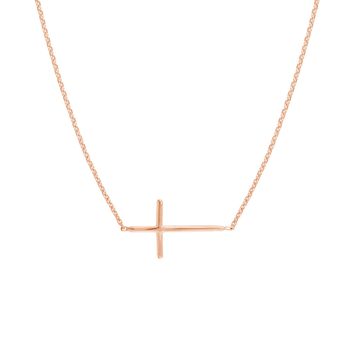18" MINI CROSS NECKLACE | 14K ROSE GOLD | MF035067-14K - Brownlee Jewelers
