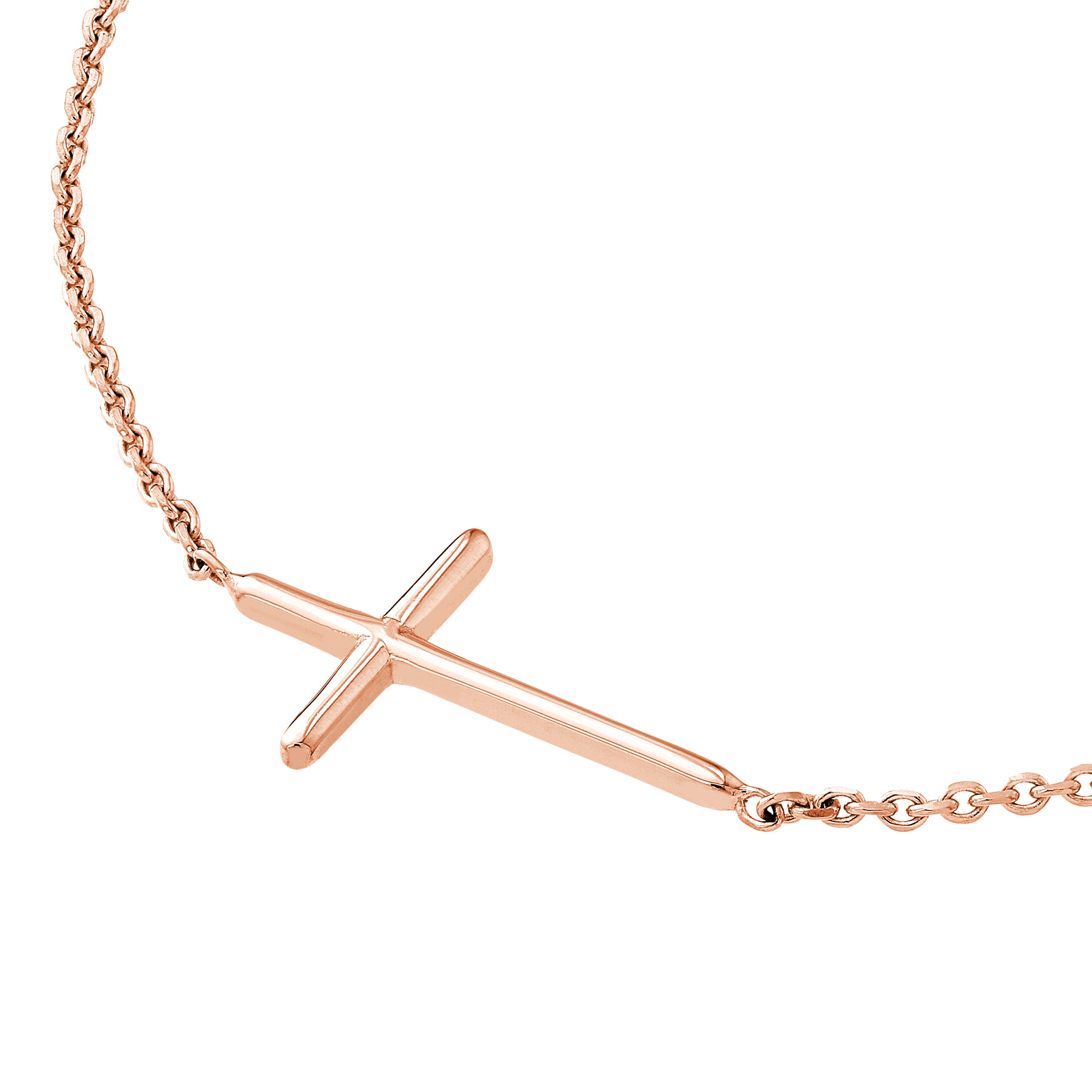 18" MINI CROSS NECKLACE | 14K ROSE GOLD | MF035067-14K - Brownlee Jewelers