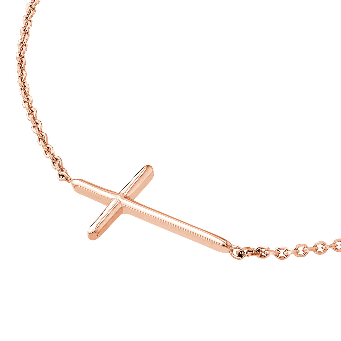 18" MINI CROSS NECKLACE | 14K ROSE GOLD | MF035067-14K - Brownlee Jewelers