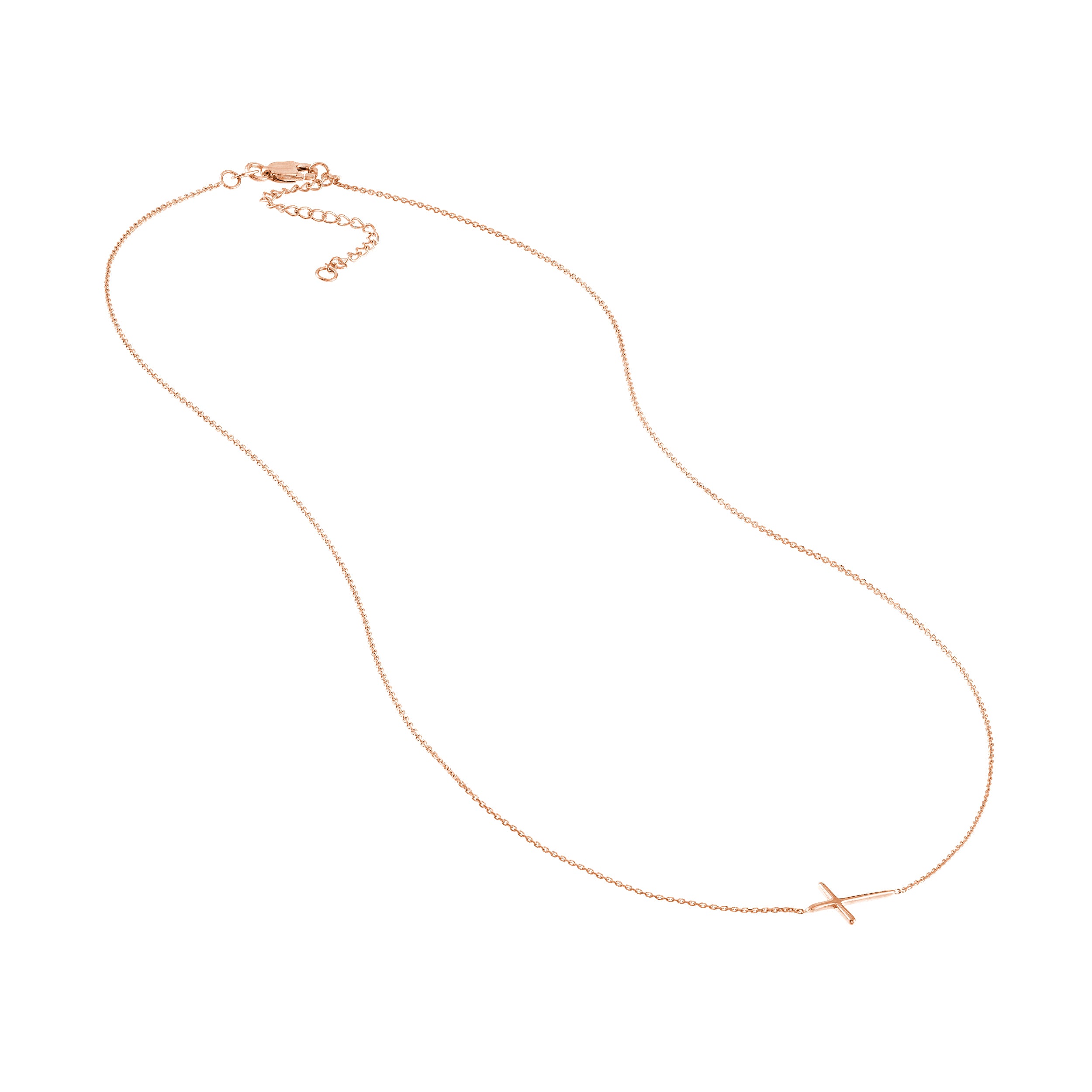 18" MINI CROSS NECKLACE | 14K ROSE GOLD | MF035067-14K - Brownlee Jewelers