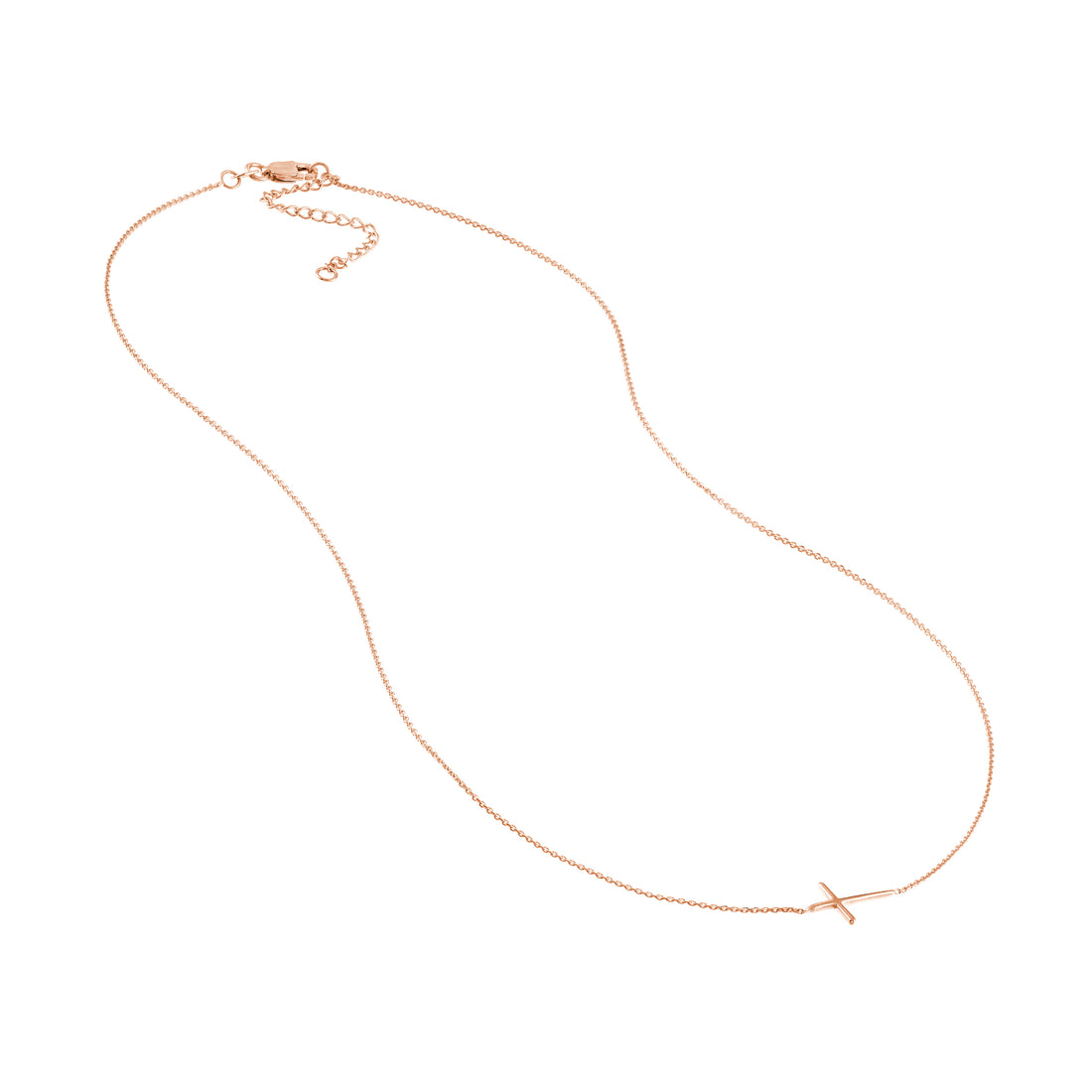 18" MINI CROSS NECKLACE | 14K ROSE GOLD | MF035067-14K - Brownlee Jewelers