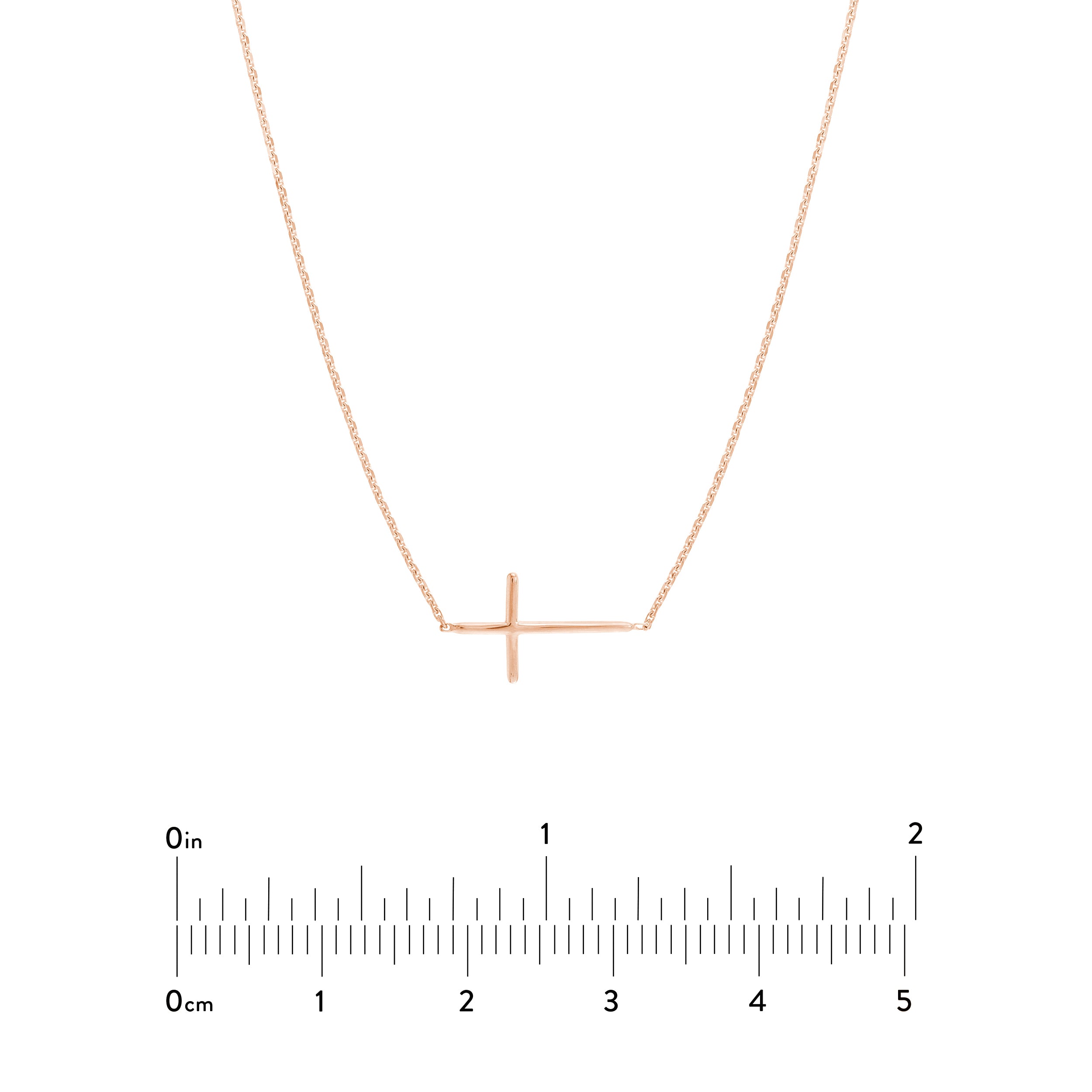 18" MINI CROSS NECKLACE | 14K ROSE GOLD | MF035067-14K - Brownlee Jewelers