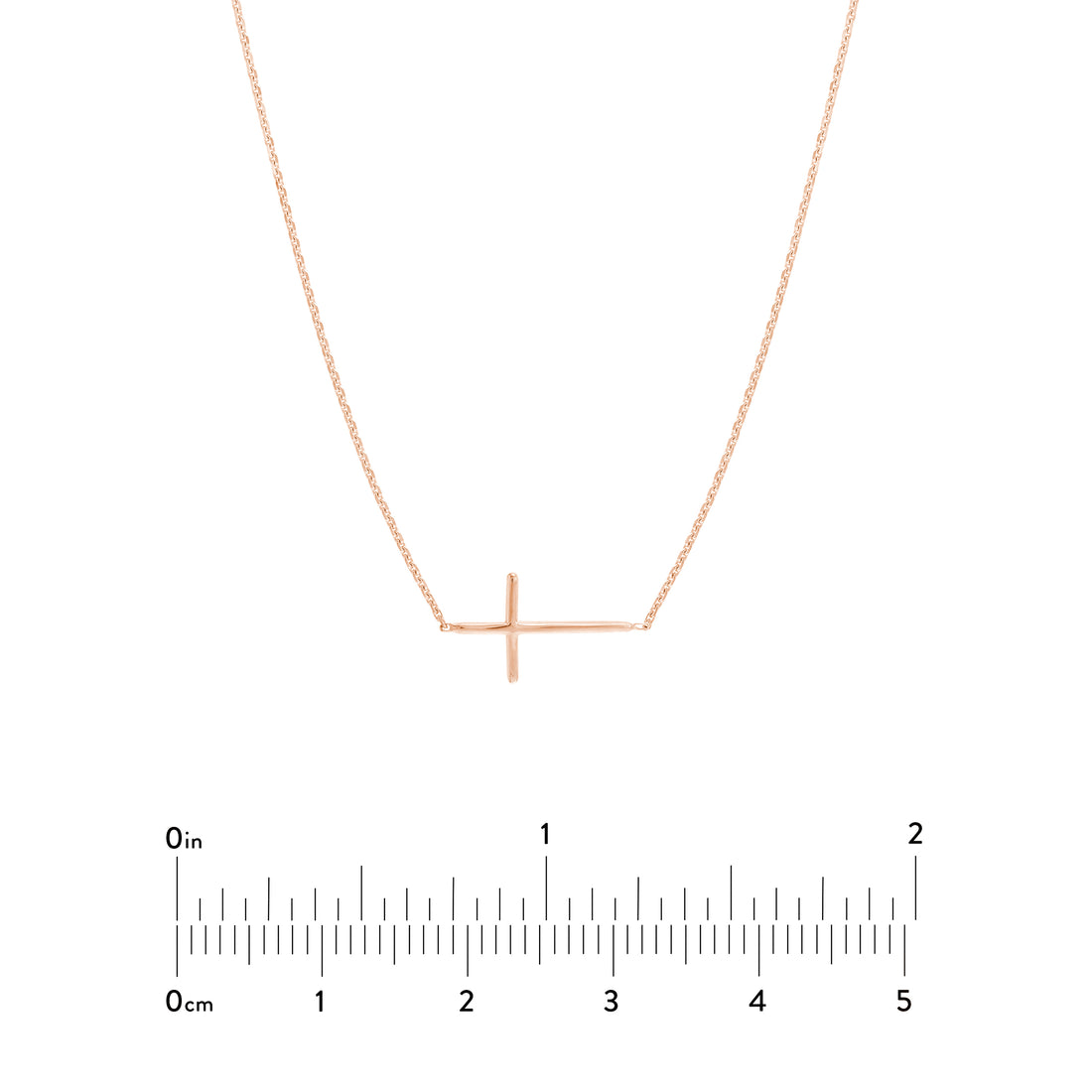 18" MINI CROSS NECKLACE | 14K ROSE GOLD | MF035067-14K - Brownlee Jewelers