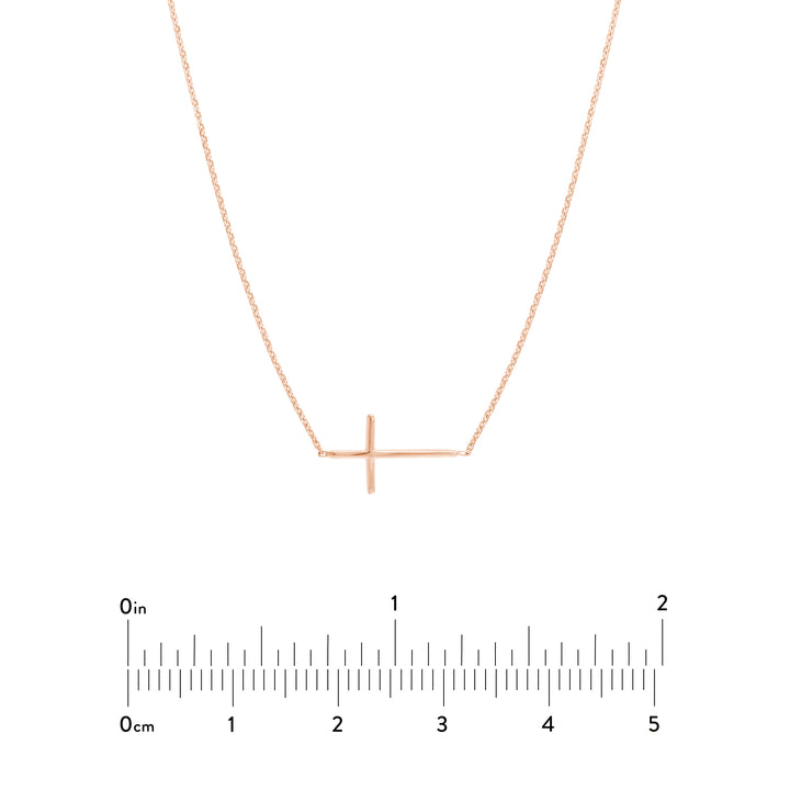 18" MINI CROSS NECKLACE | 14K ROSE GOLD | MF035067-14K - Brownlee Jewelers