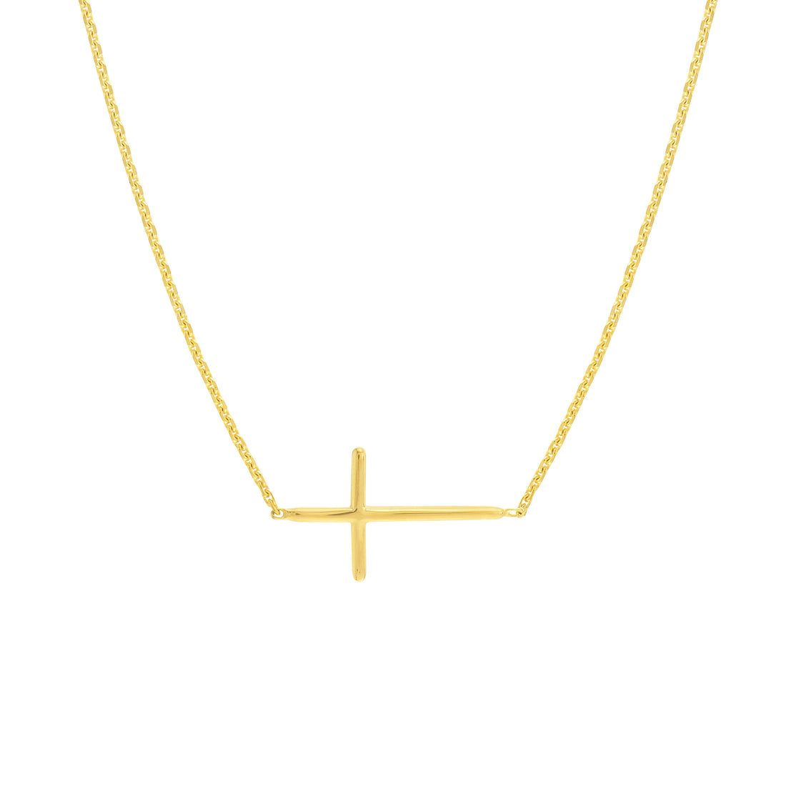 18" MINI CROSS NECKLACE | 14K YELLOW GOLD | MF035067-14Y - Brownlee Jewelers