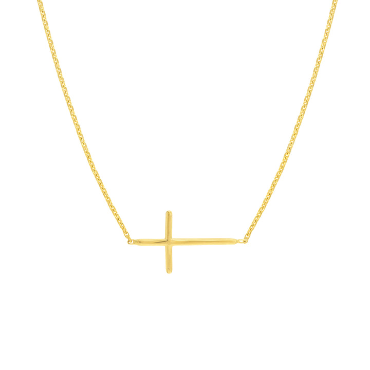 18" MINI CROSS NECKLACE | 14K YELLOW GOLD | MF035067-14Y - Brownlee Jewelers