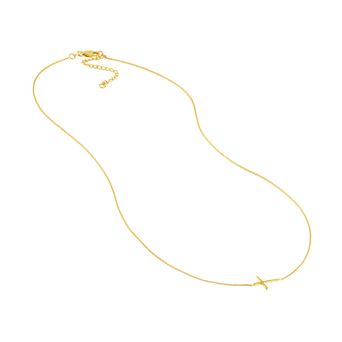 18" MINI CROSS NECKLACE | 14K YELLOW GOLD | MF035067-14Y - Brownlee Jewelers