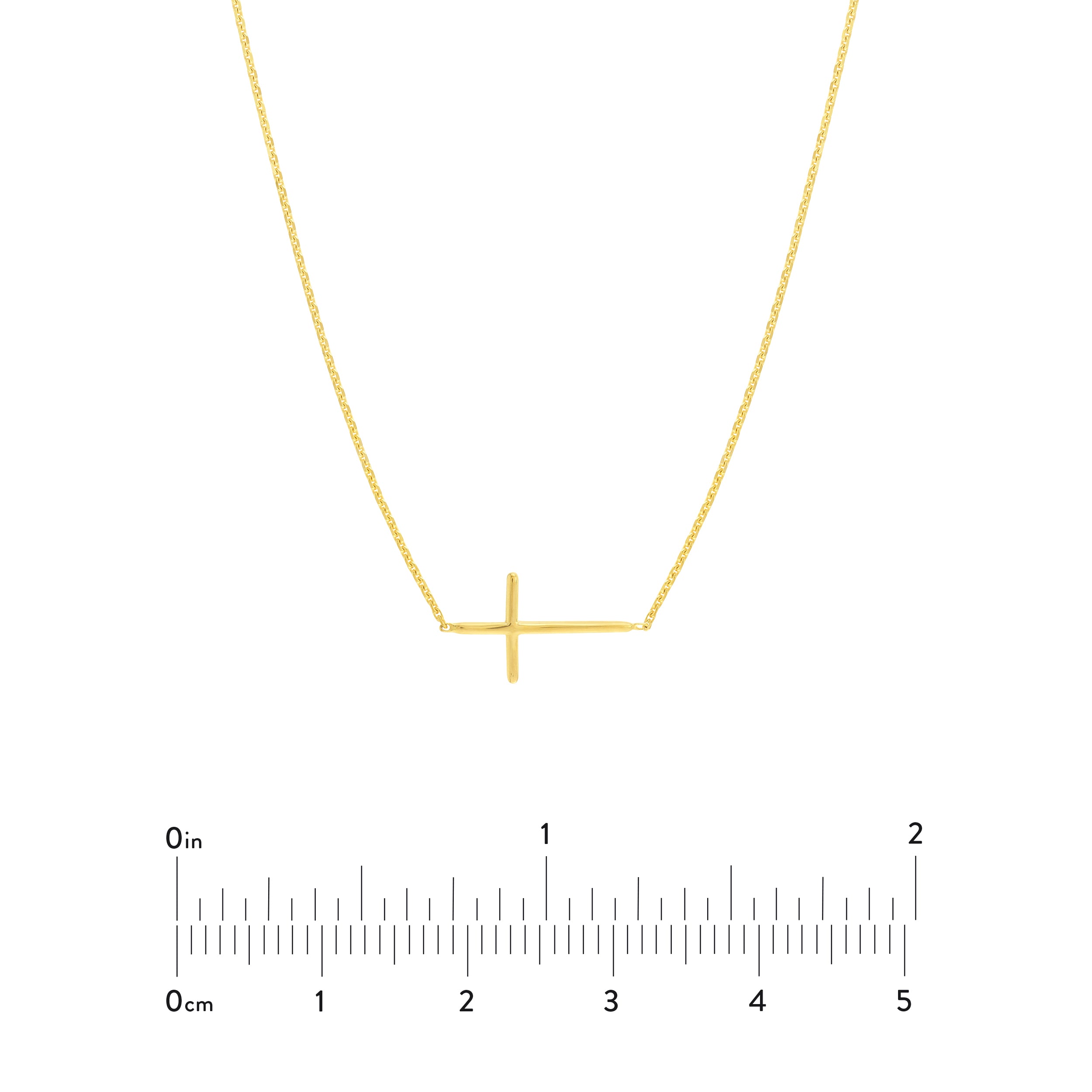 18" MINI CROSS NECKLACE | 14K YELLOW GOLD | MF035067-14Y - Brownlee Jewelers