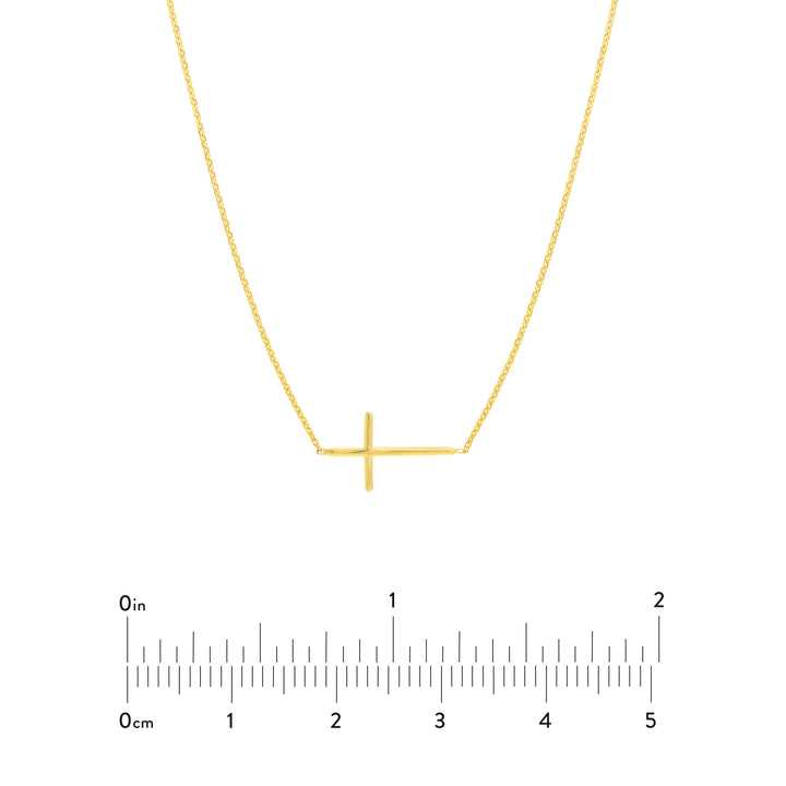 18" MINI CROSS NECKLACE | 14K YELLOW GOLD | MF035067-14Y - Brownlee Jewelers