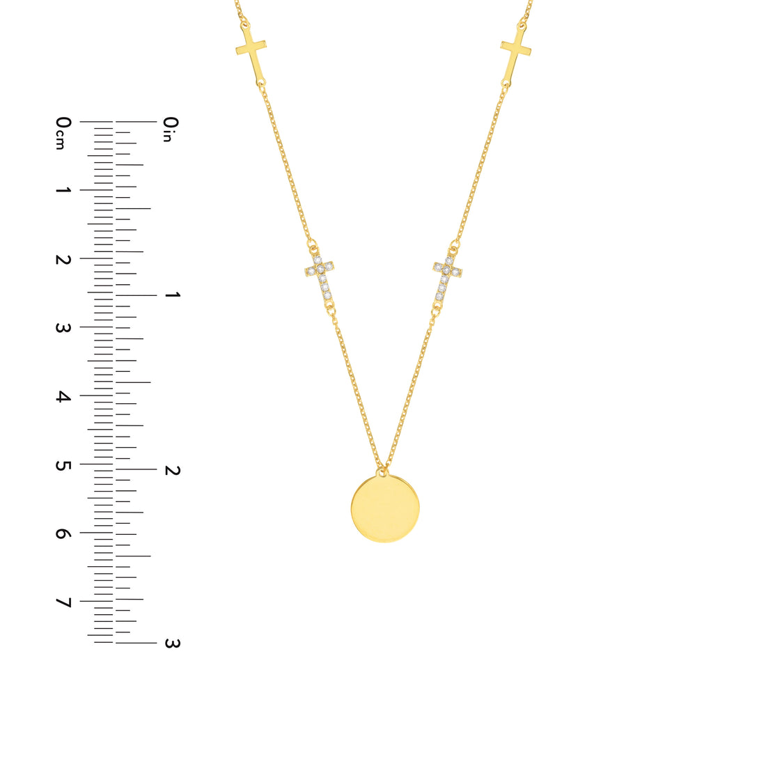CROSS DISC CUBIC ZIRCONIA PENDANT NECKLACE | 14K YELLOW GOLD | MF035128-14Y - Brownlee Jewelers