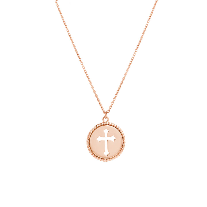 18" CROSS PENDANT NECKLACE | 14K ROSE GOLD | MF035261-14K - Brownlee Jewelers