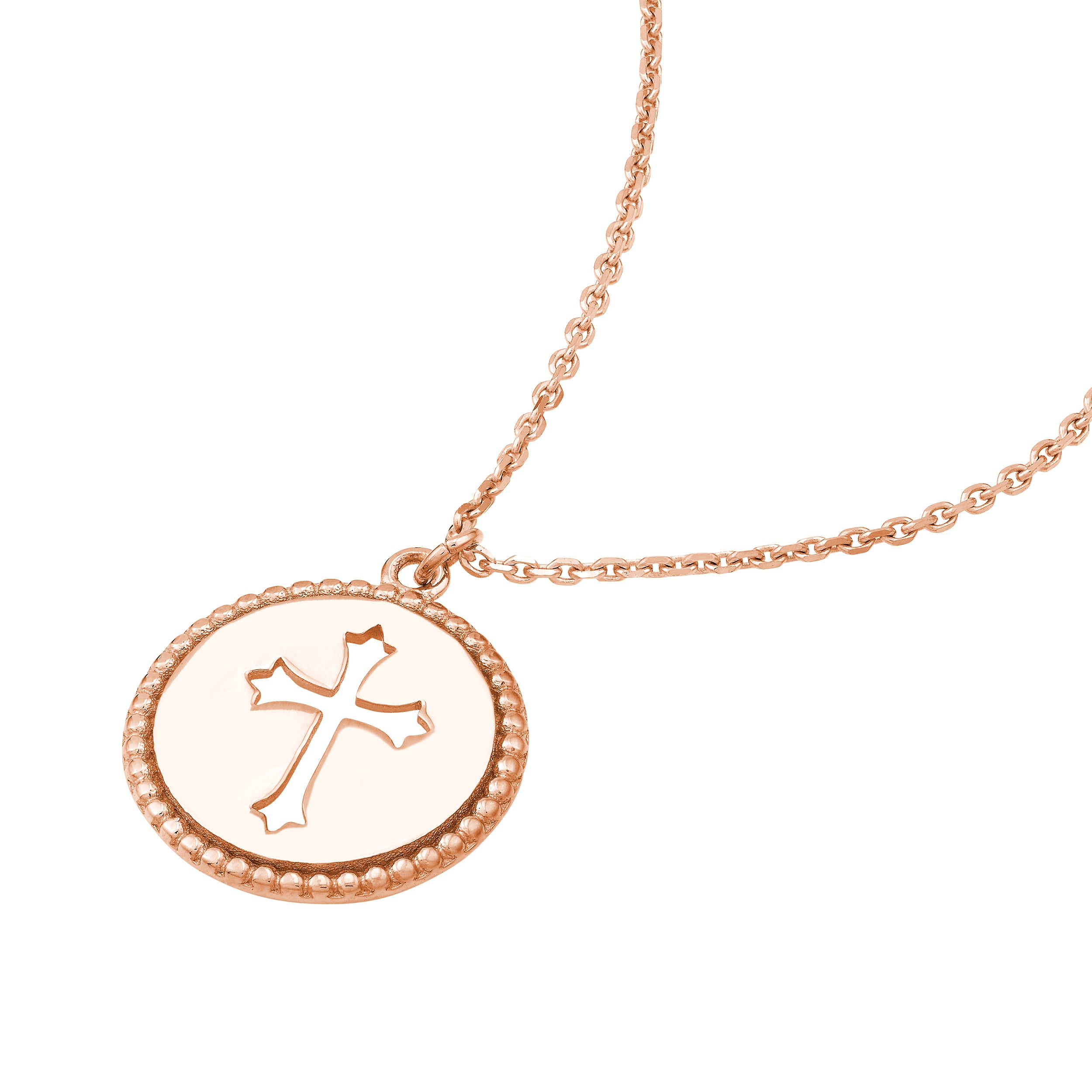 18" CROSS PENDANT NECKLACE | 14K ROSE GOLD | MF035261-14K - Brownlee Jewelers