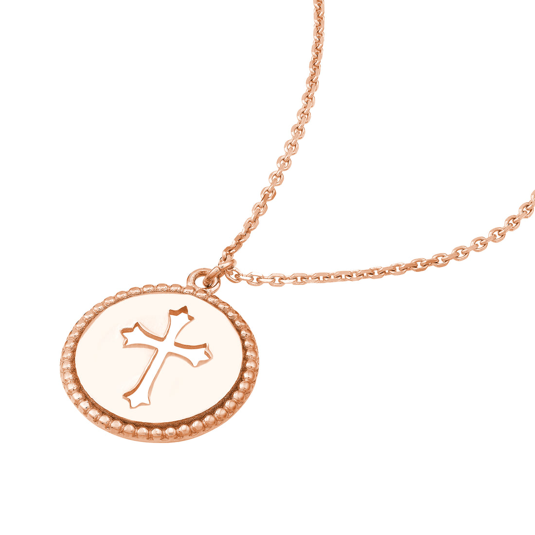 18" CROSS PENDANT NECKLACE | 14K ROSE GOLD | MF035261-14K - Brownlee Jewelers