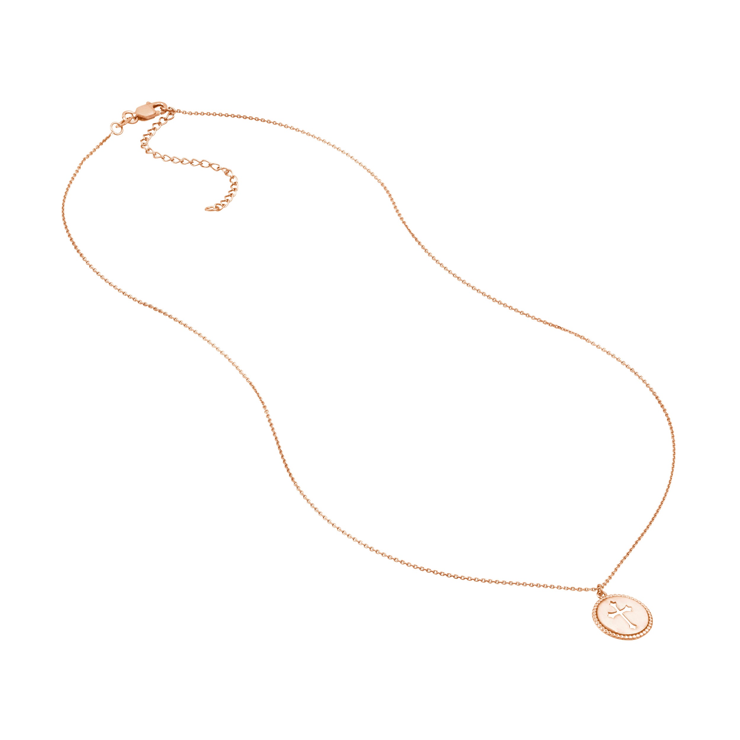 18" CROSS PENDANT NECKLACE | 14K ROSE GOLD | MF035261-14K - Brownlee Jewelers