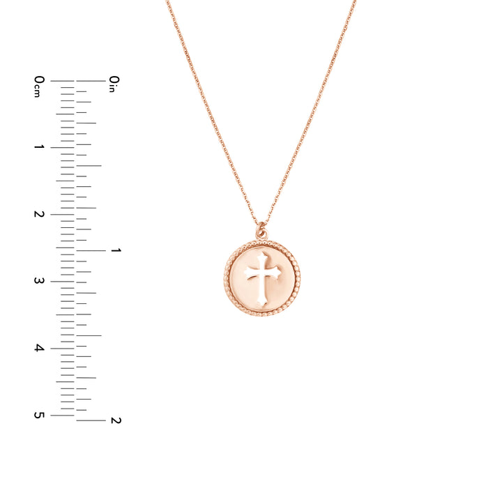 18" CROSS PENDANT NECKLACE | 14K ROSE GOLD | MF035261-14K - Brownlee Jewelers