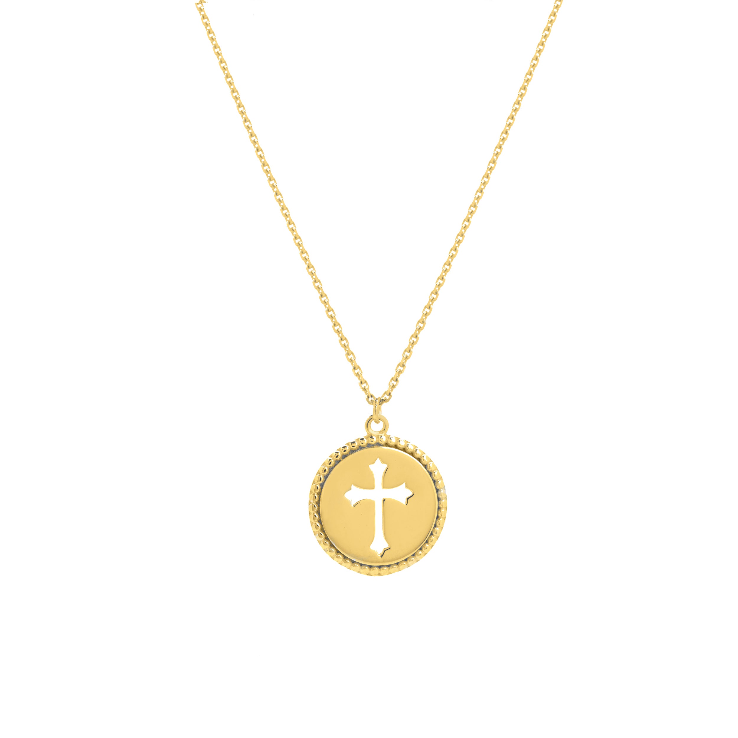 18" CROSS PENDANT NECKLACE | 14K YELLOW GOLD | MF035261-14Y - Brownlee Jewelers