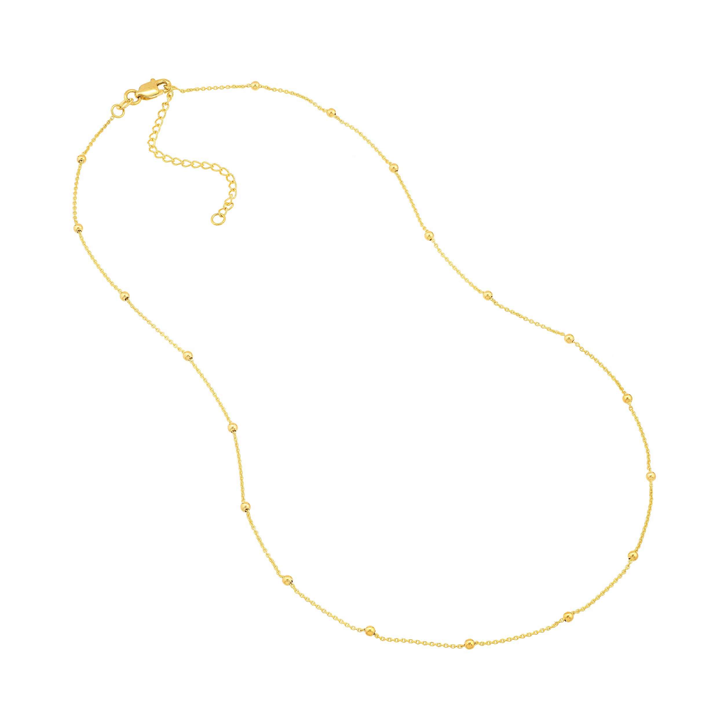 18" 2MM ADJUSTABLE BEAD CHAIN NECKLACE | 14K YELLOW GOLD | MF035597-14Y - Brownlee Jewelers