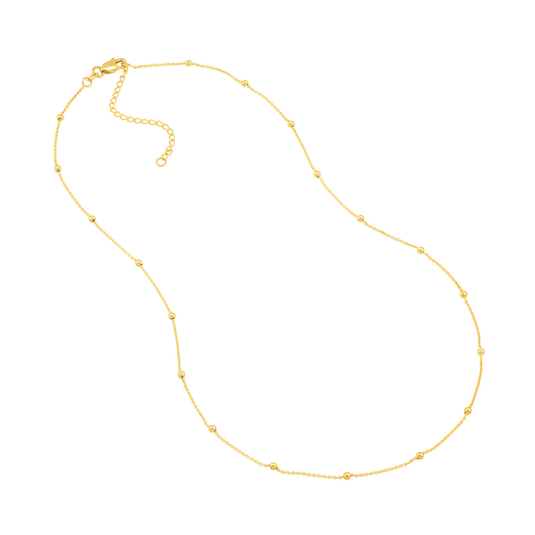 18" 2MM ADJUSTABLE BEAD CHAIN NECKLACE | 14K YELLOW GOLD | MF035597-14Y - Brownlee Jewelers