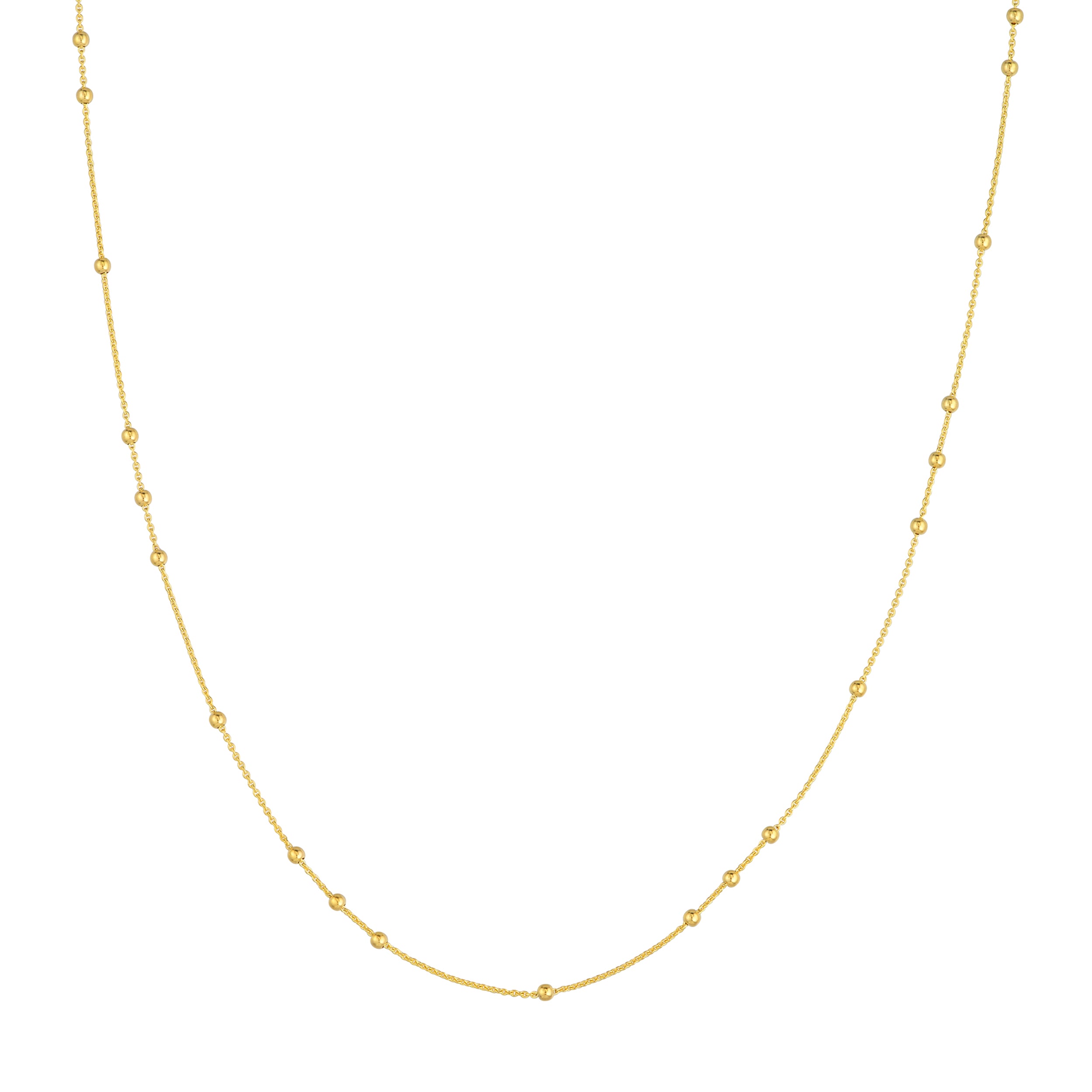 18" 2MM ADJUSTABLE BEAD CHAIN NECKLACE | 14K YELLOW GOLD | MF035637-14Y - Brownlee Jewelers