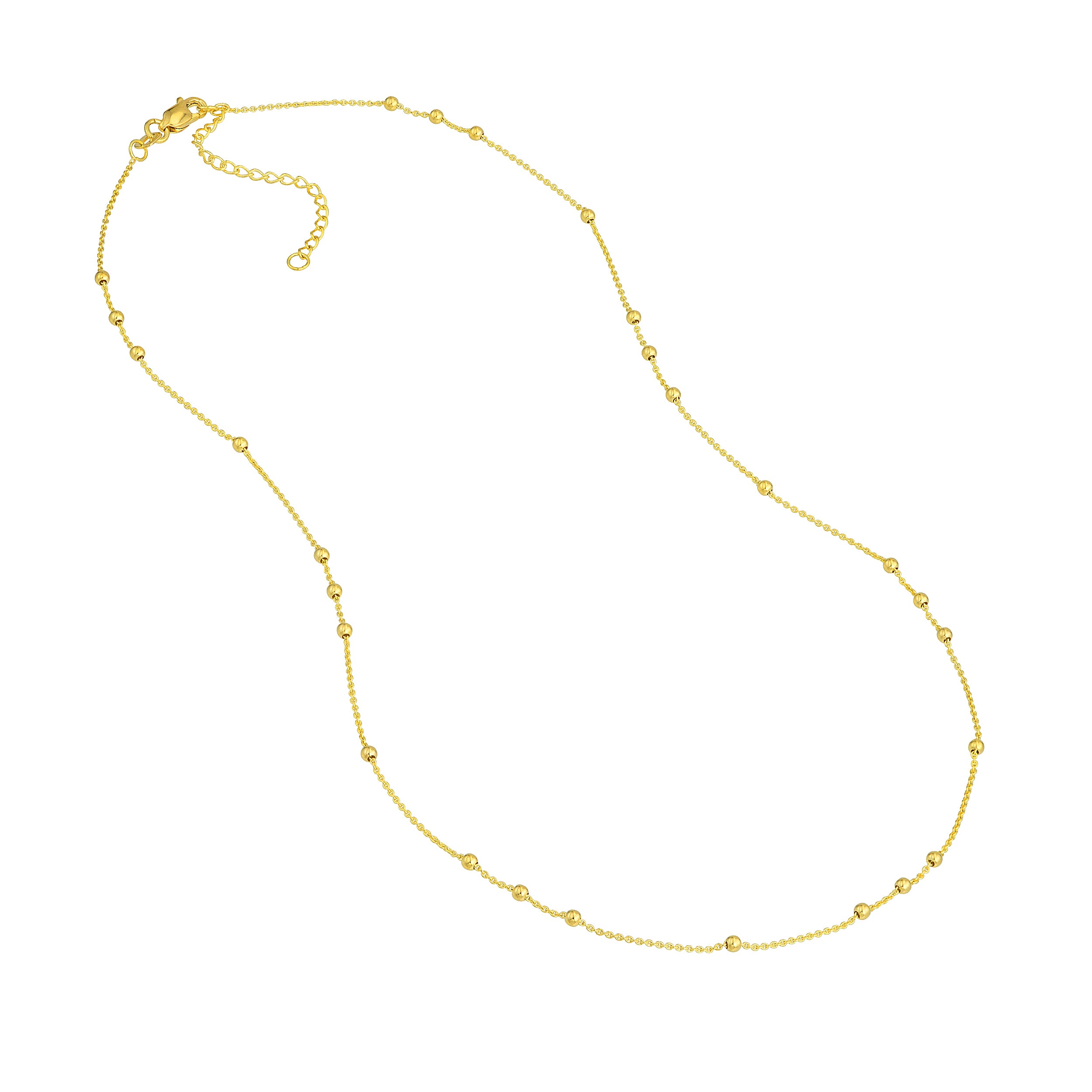 18" 2MM ADJUSTABLE BEAD CHAIN NECKLACE | 14K YELLOW GOLD | MF035637-14Y - Brownlee Jewelers