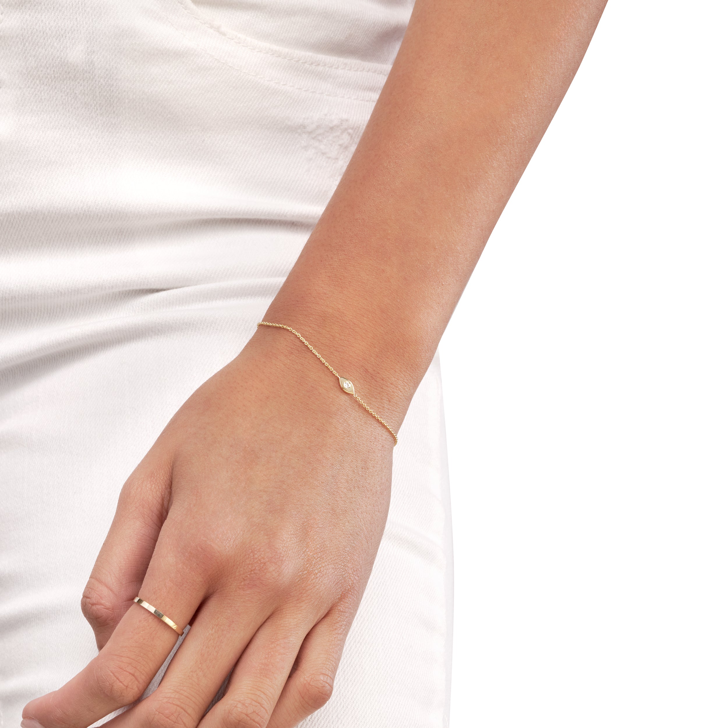9.5" EVIL EYE DIAMOND BRACELET | 14K YELLOW GOLD | MF035747-14Y - Brownlee Jewelers