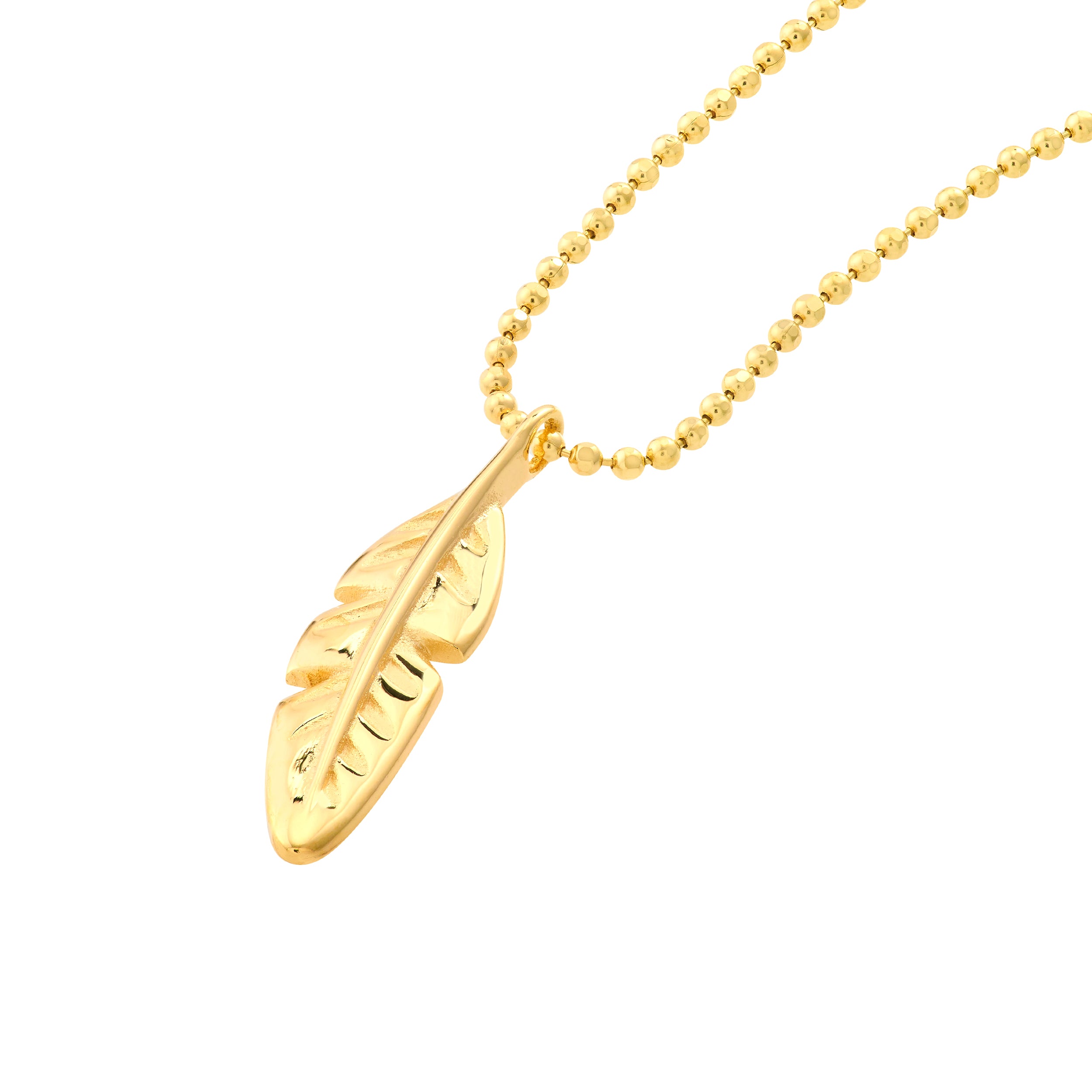 18" FEATHER PENDANT NECKLACE | 14K YELLOW GOLD | MF037065-14Y - Brownlee Jewelers