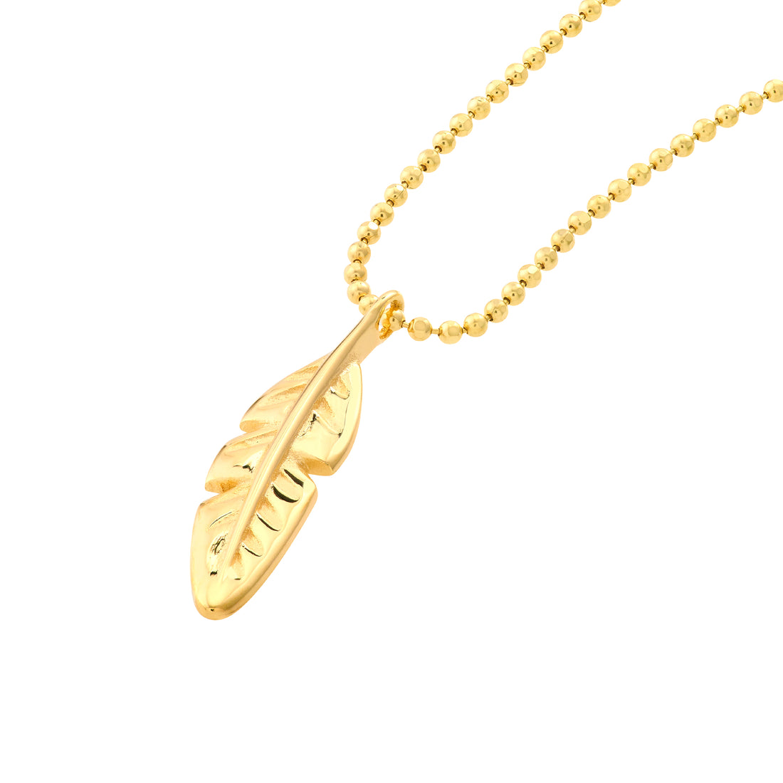 18" FEATHER PENDANT NECKLACE | 14K YELLOW GOLD | MF037065-14Y - Brownlee Jewelers