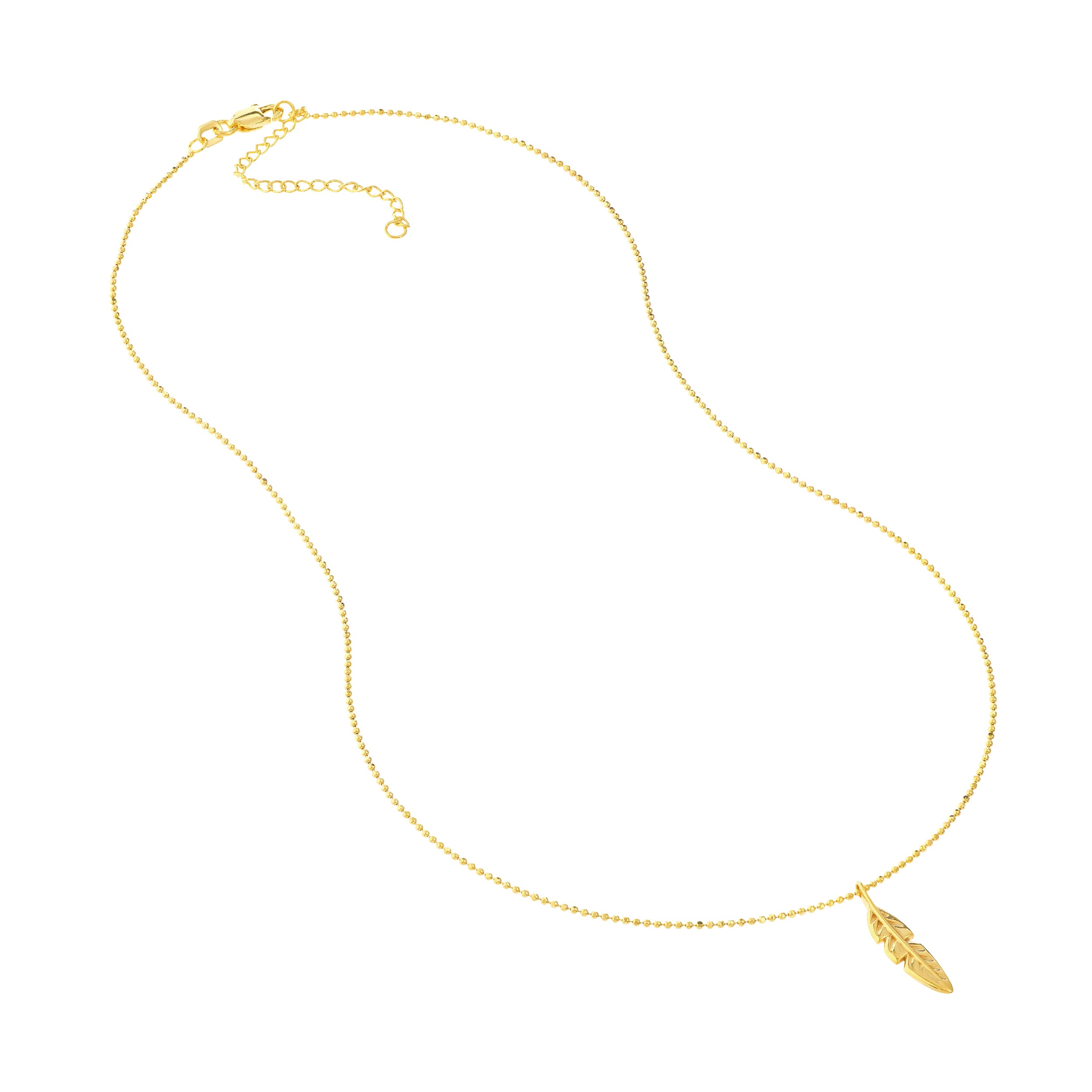 18" FEATHER PENDANT NECKLACE | 14K YELLOW GOLD | MF037065-14Y - Brownlee Jewelers
